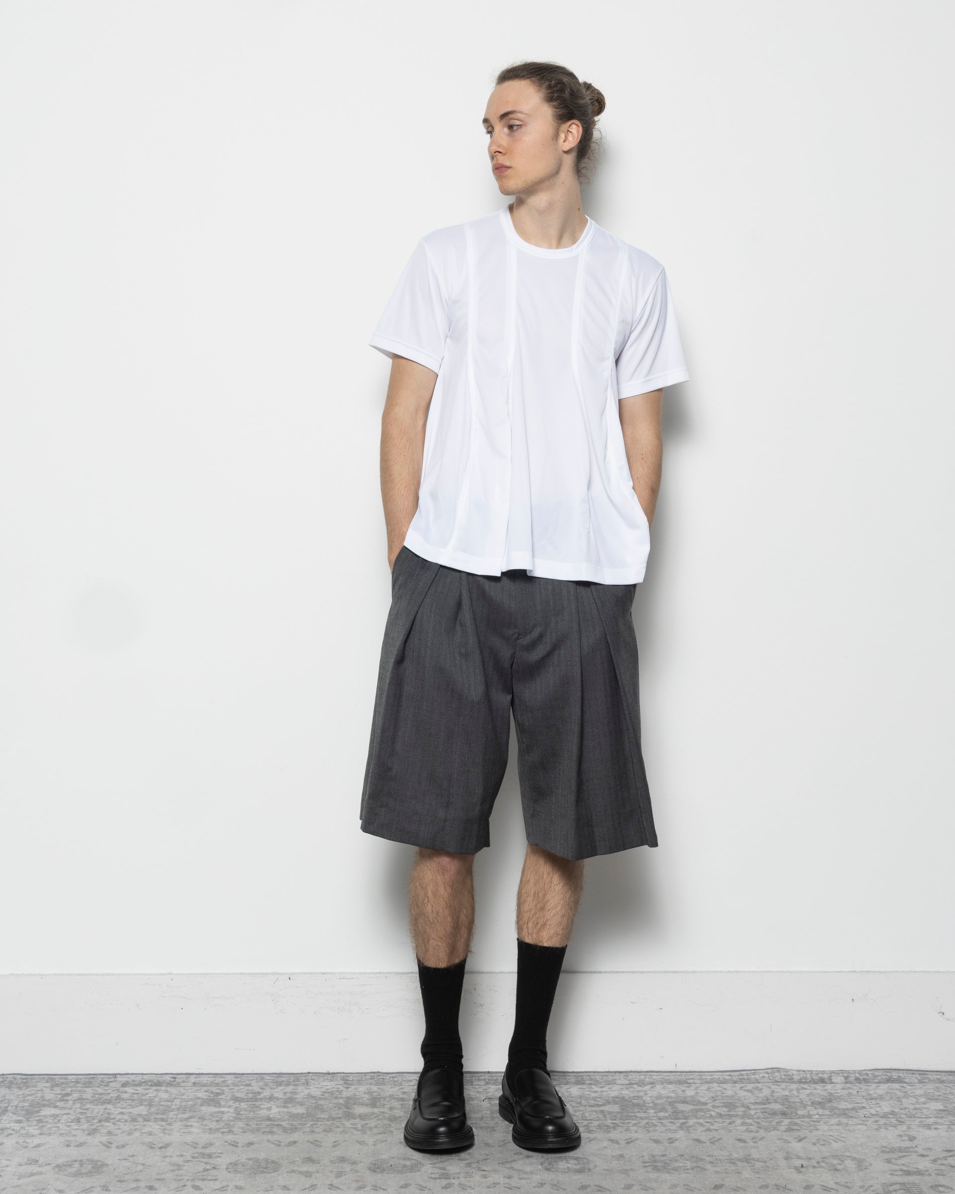 Pleated Tee in White