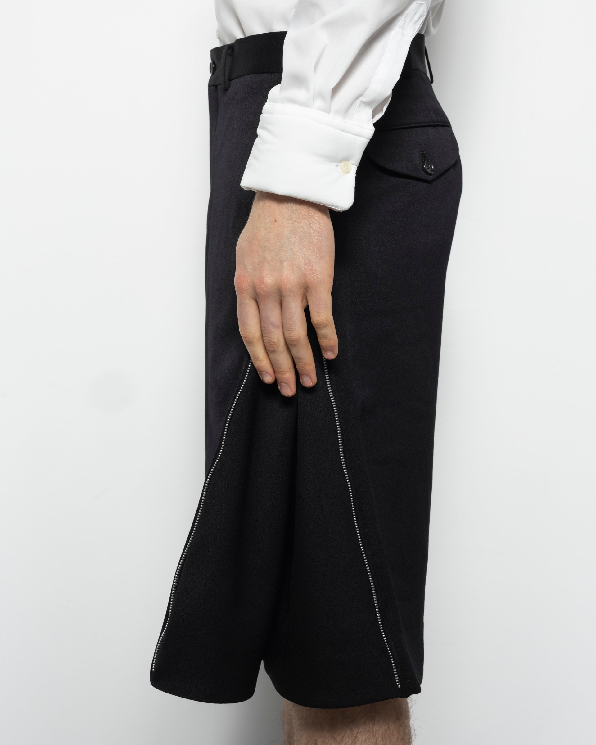 Wool Satin Shorts in Black