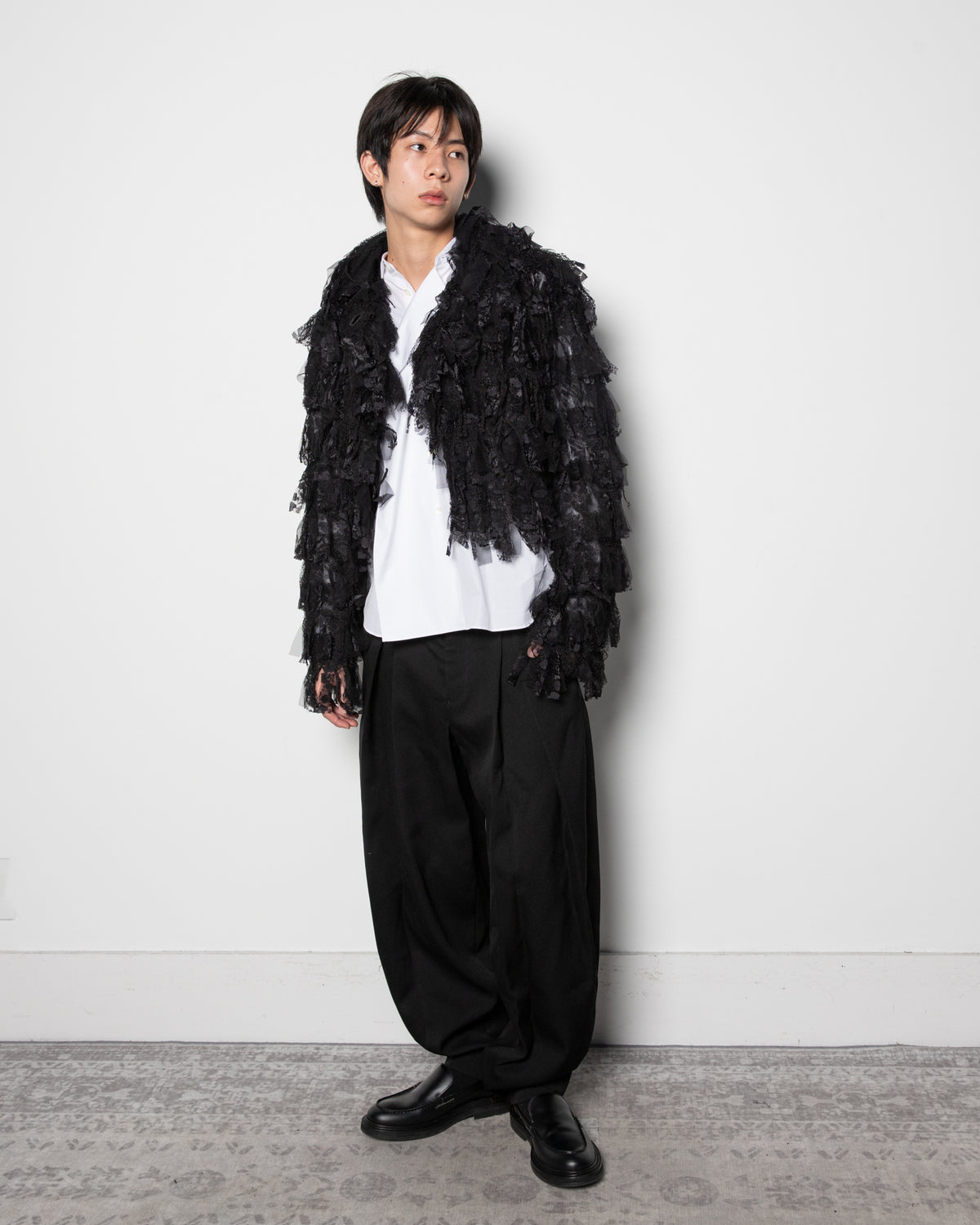 Asymmetric Draped-Panel Shirt in White