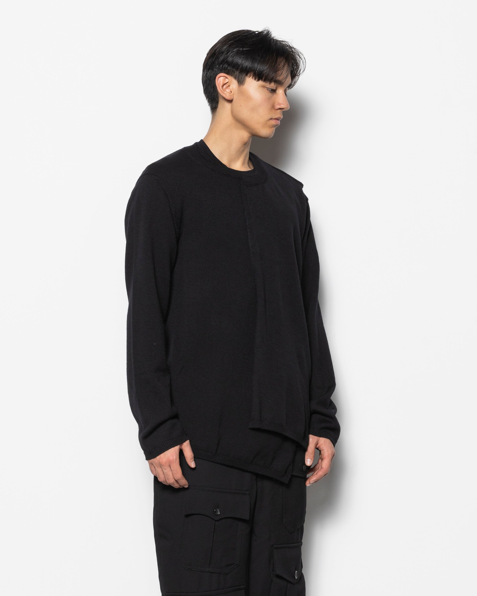 Asymmetrical Hem Layered Jumper in Black