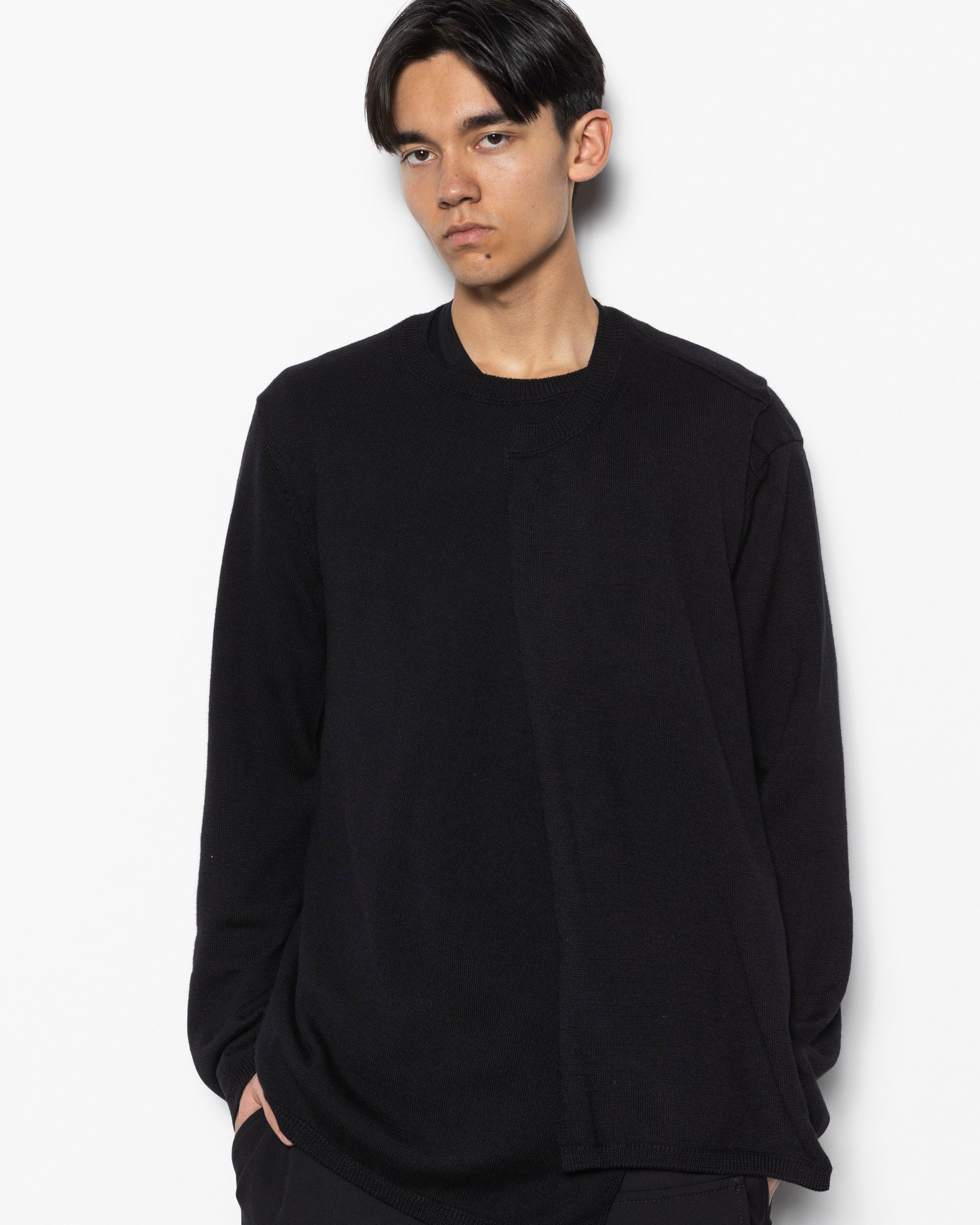 Asymmetrical Hem Layered Jumper in Black