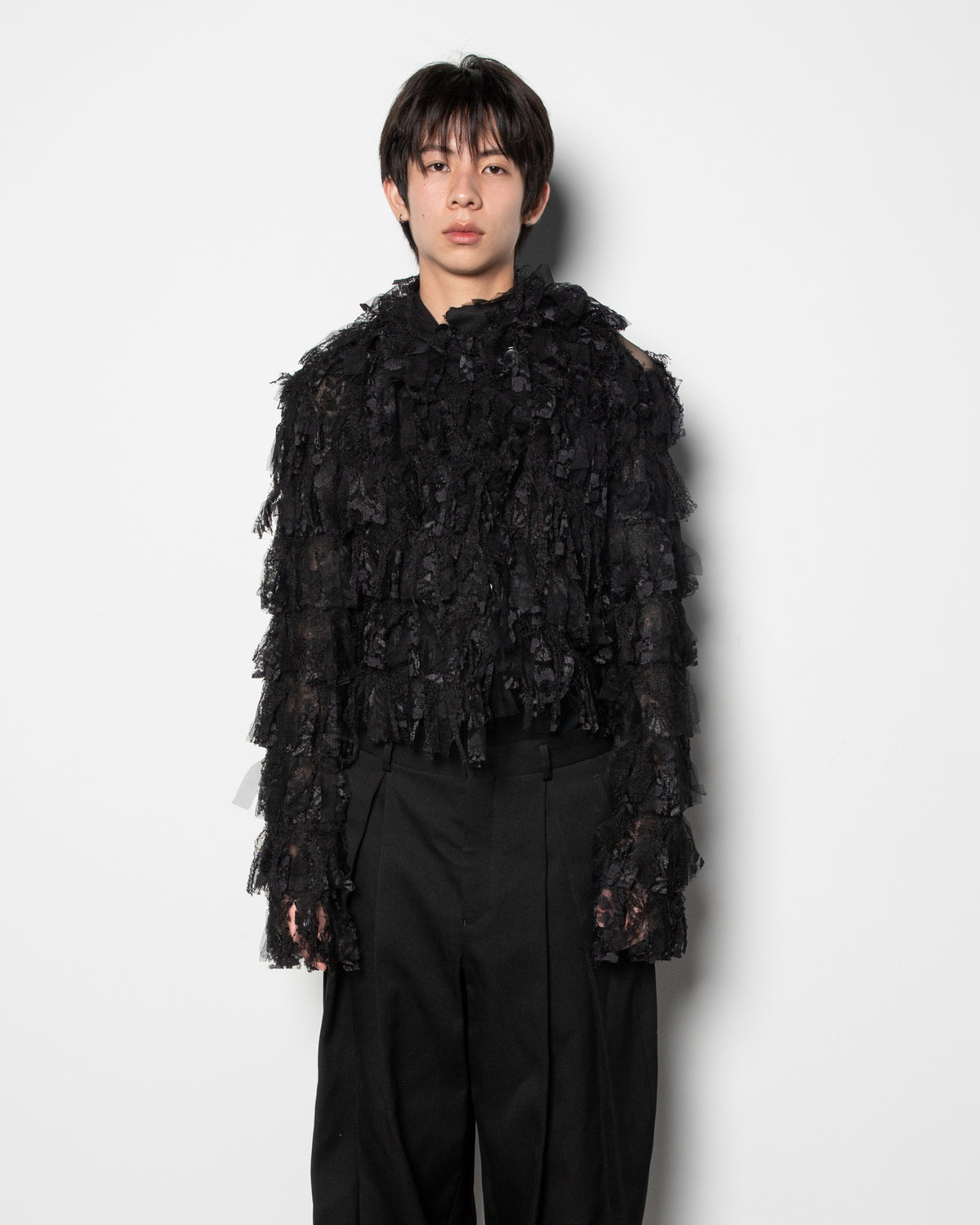 Netted Short Coat in Black