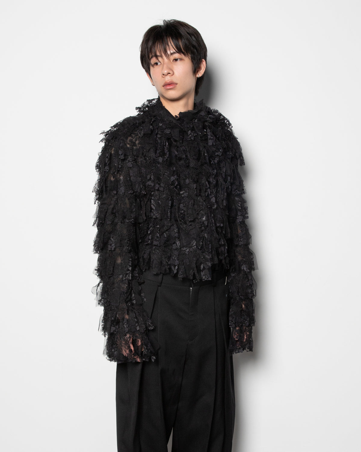 Netted Short Coat in Black