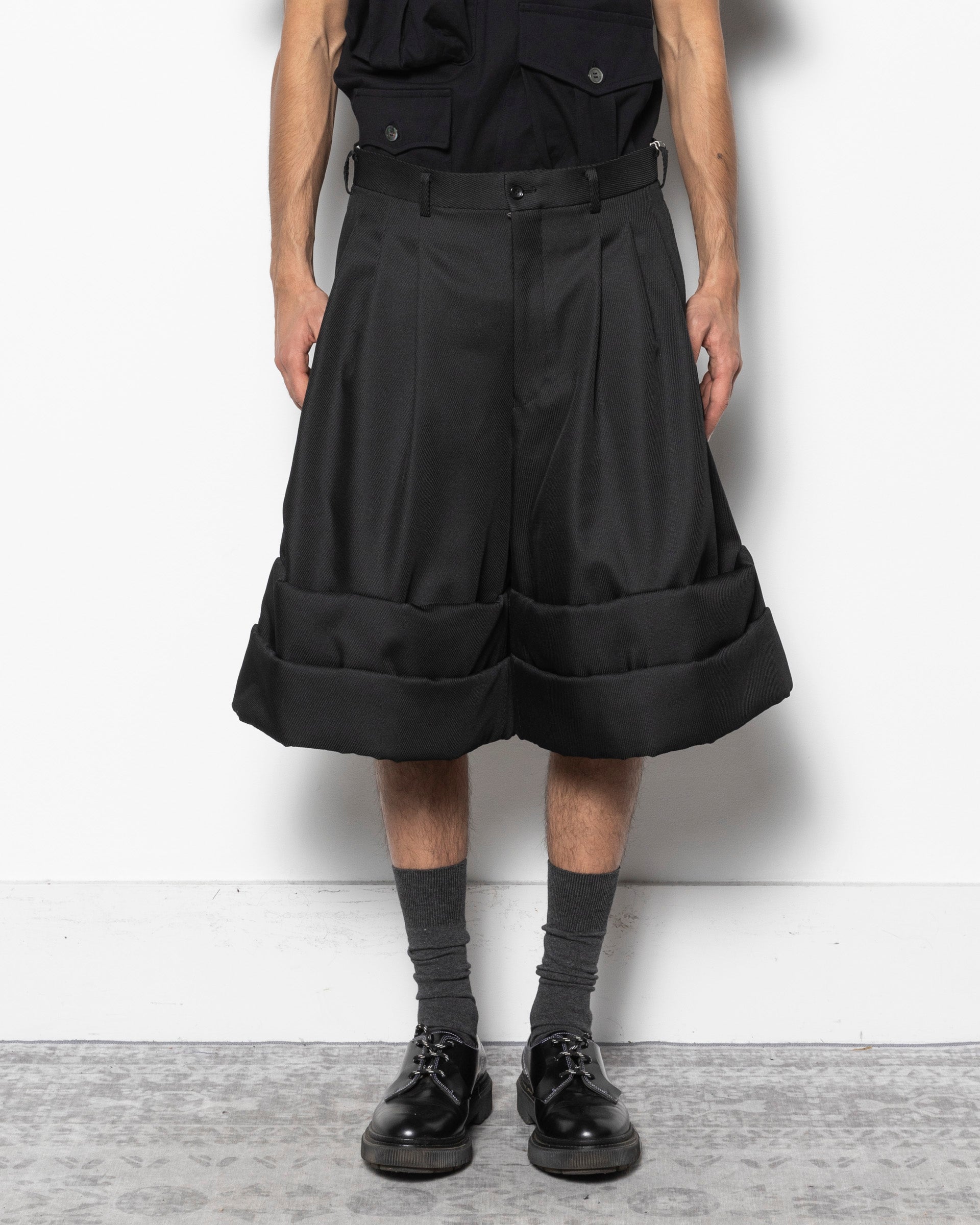 Polyester Kersey Roll Up Pants in Black