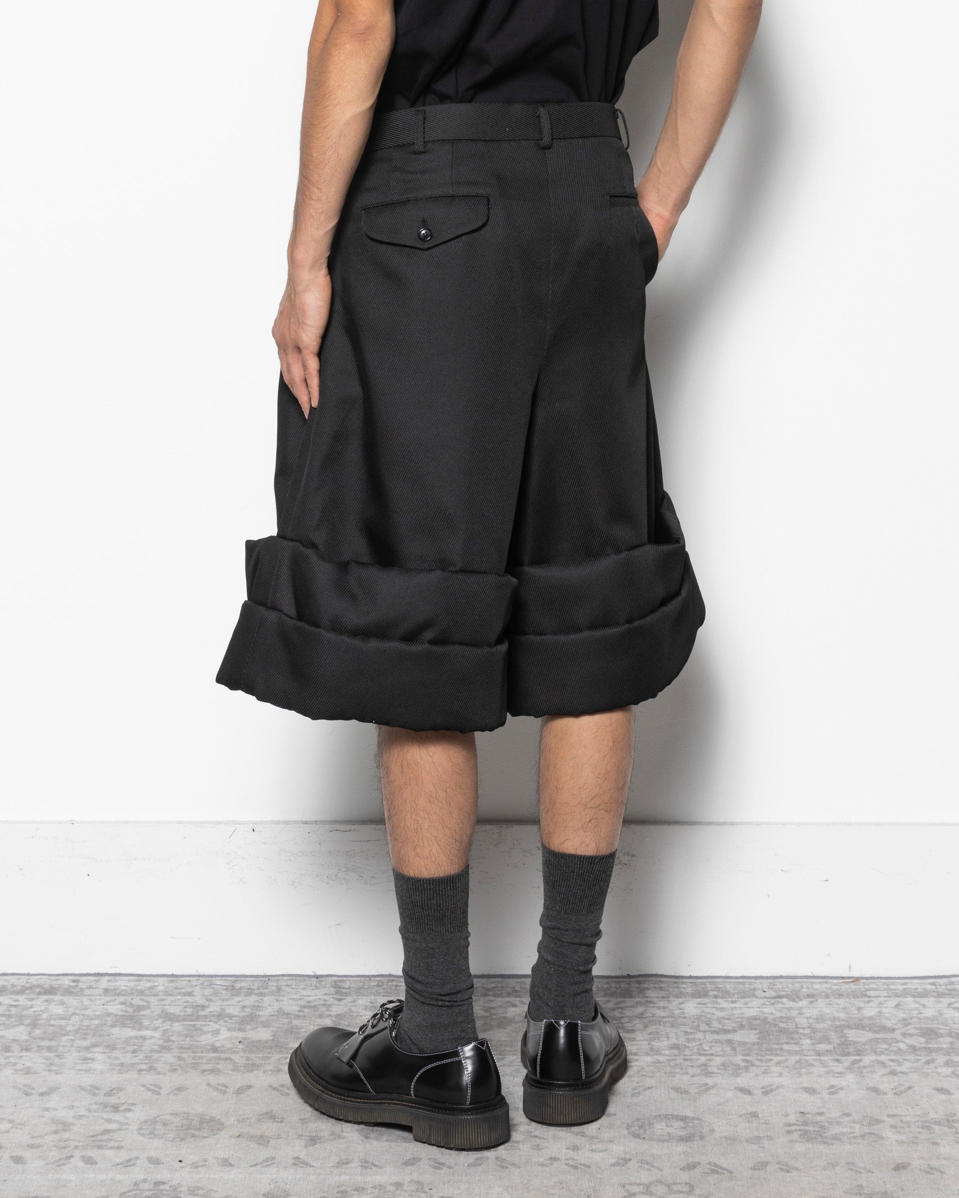 Polyester Kersey Roll Up Pants in Black