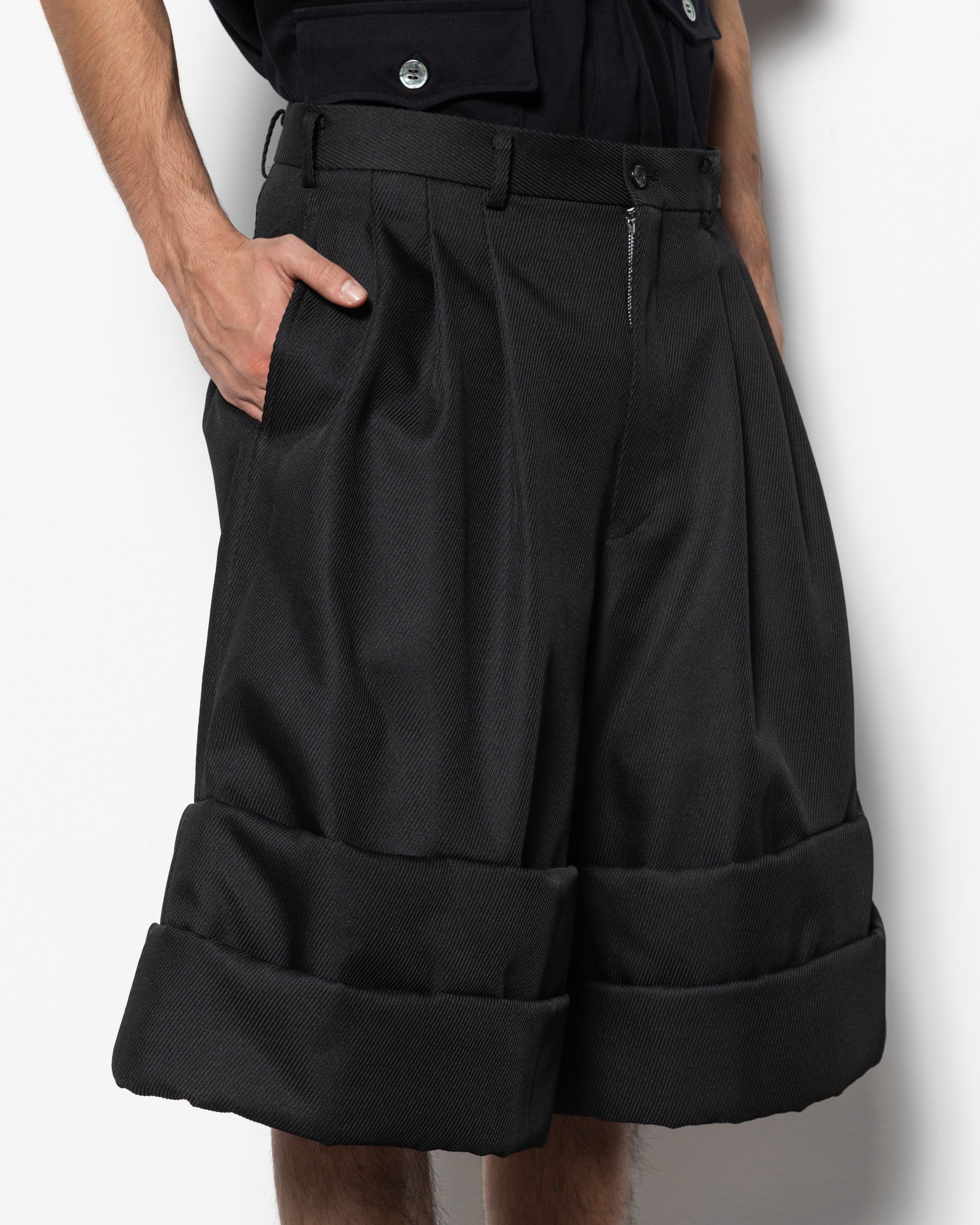 Polyester Kersey Roll Up Pants in Black