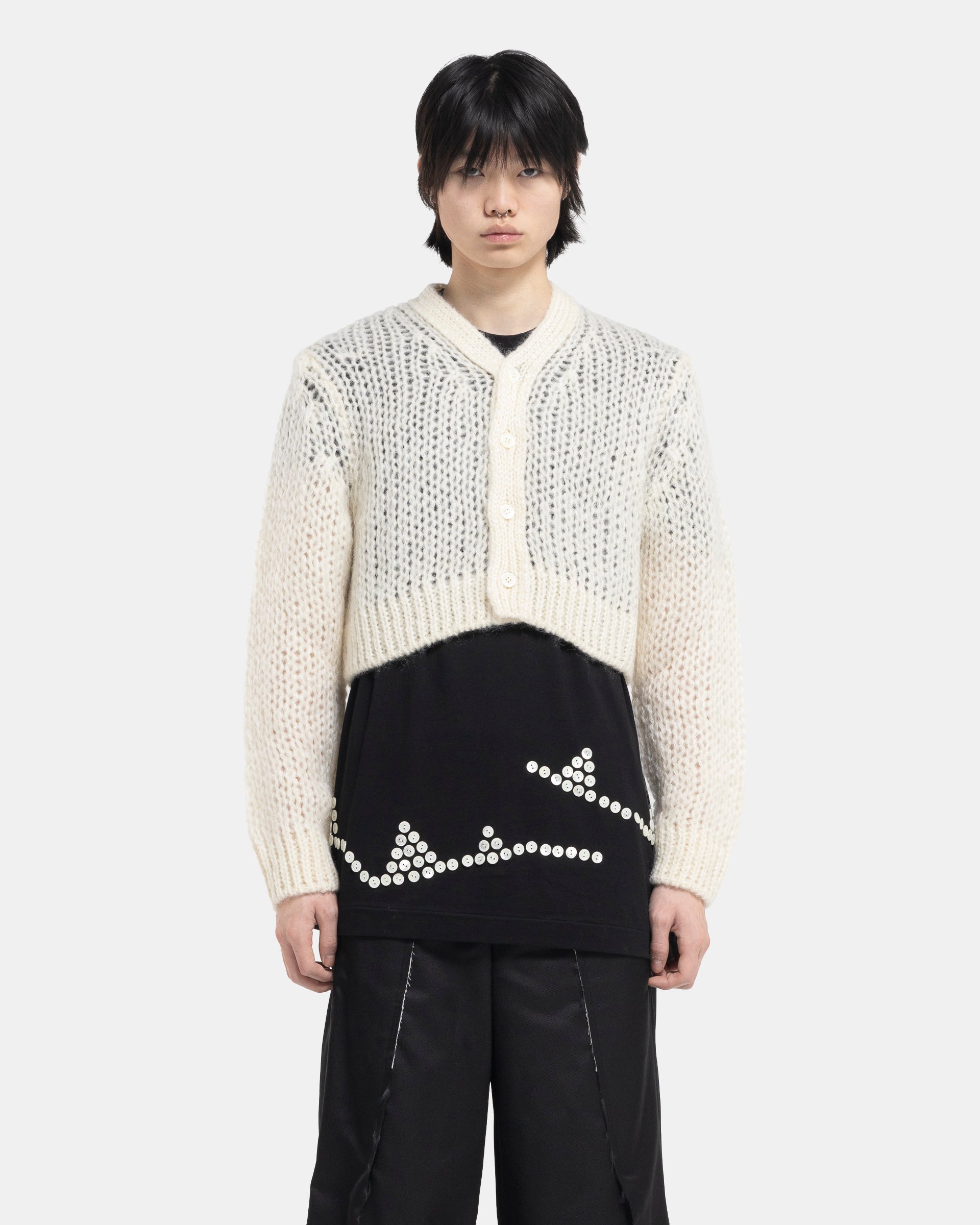 Cropped Cardigan in Off-White