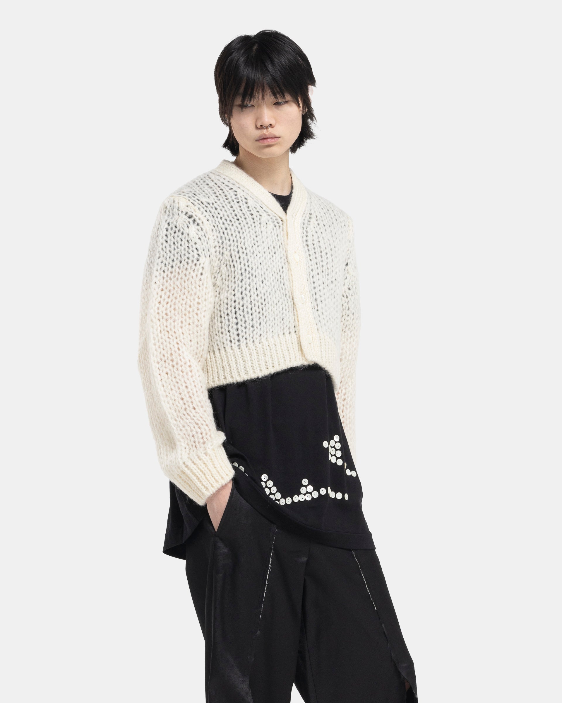 Cropped Cardigan in Off-White