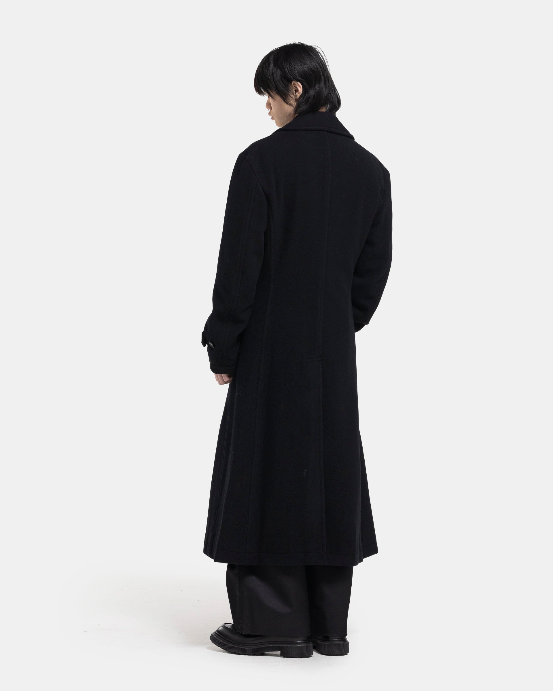 Panelled Wool Coat in Black