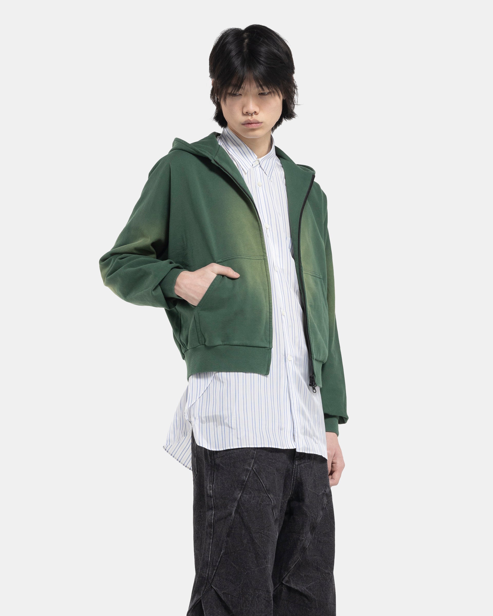 Couvin Wash Hoodie in Green