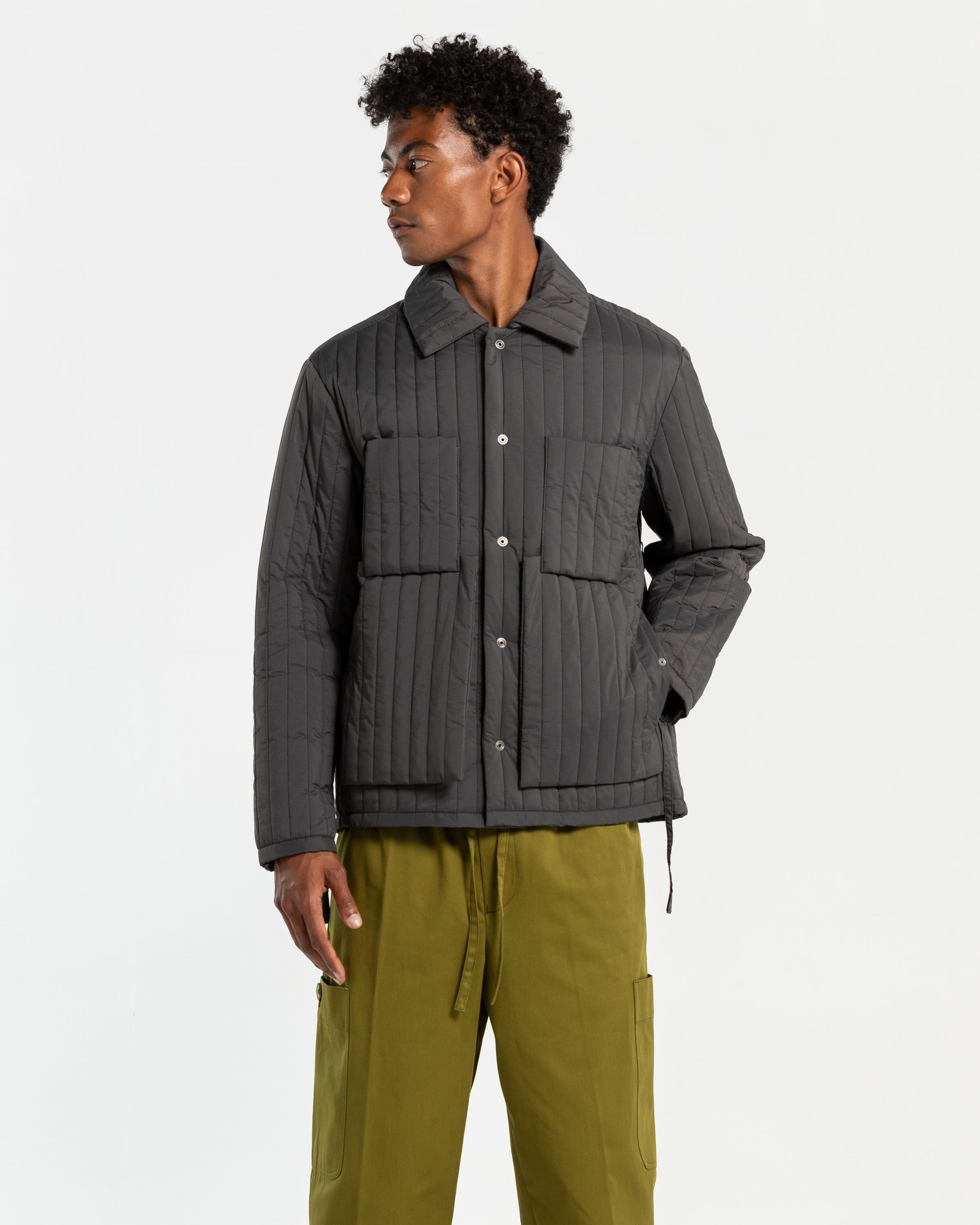 Quilted Worker Jacket in Grey