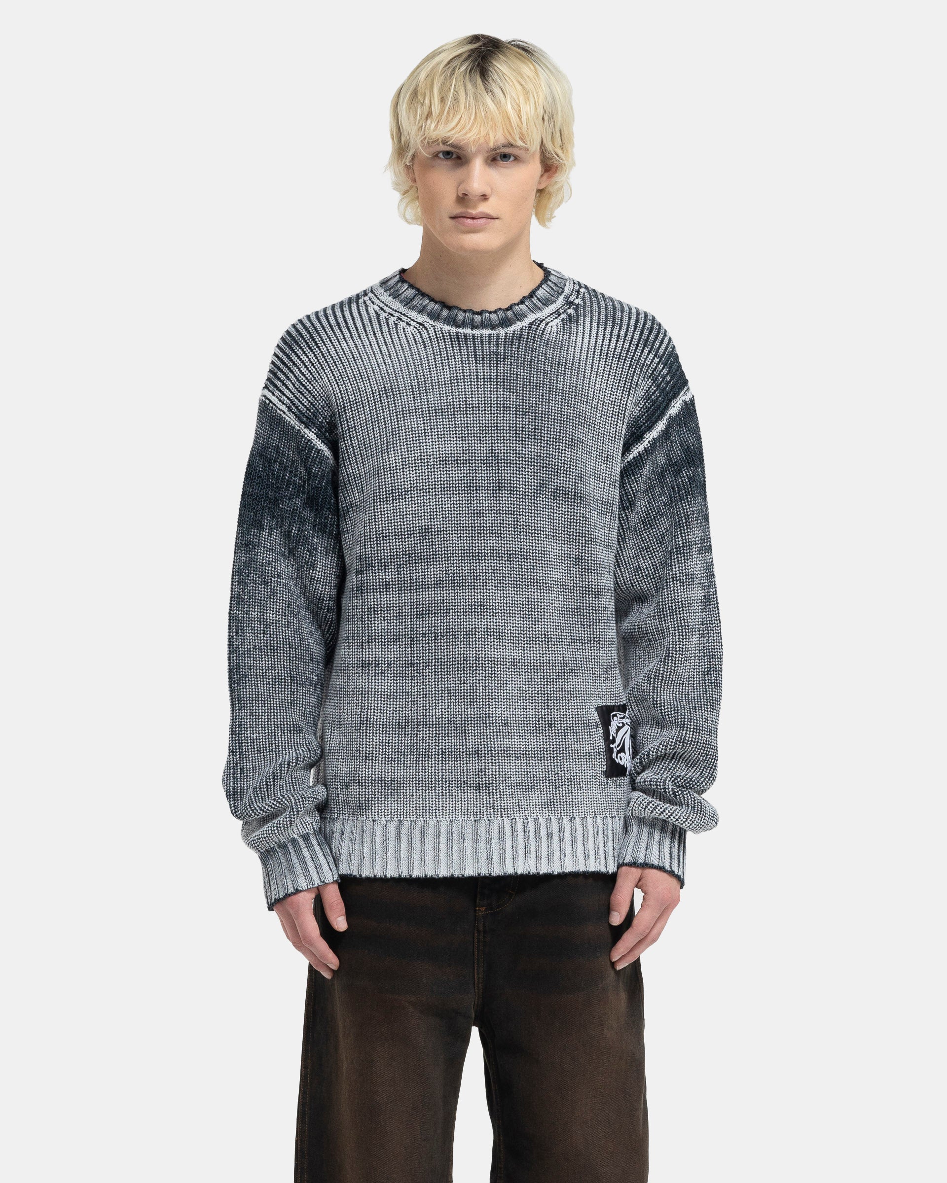 Crew Neck Jumper in Black and White