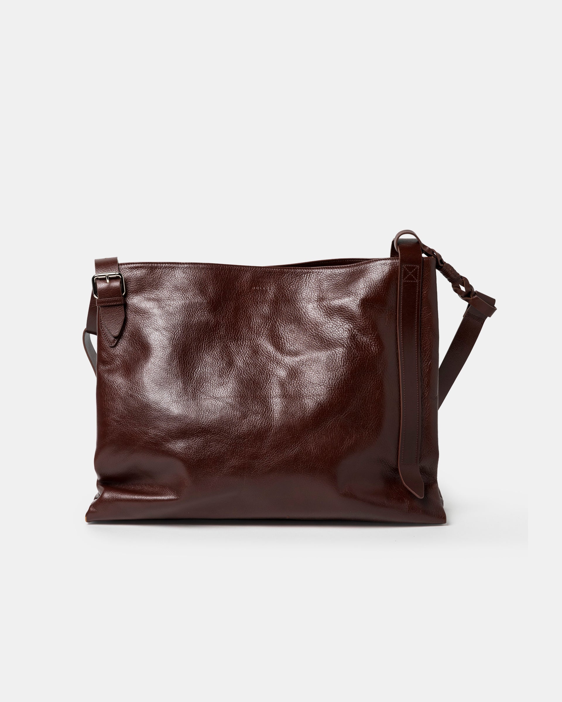 Crown Buckle Tote Bag in Wine Red