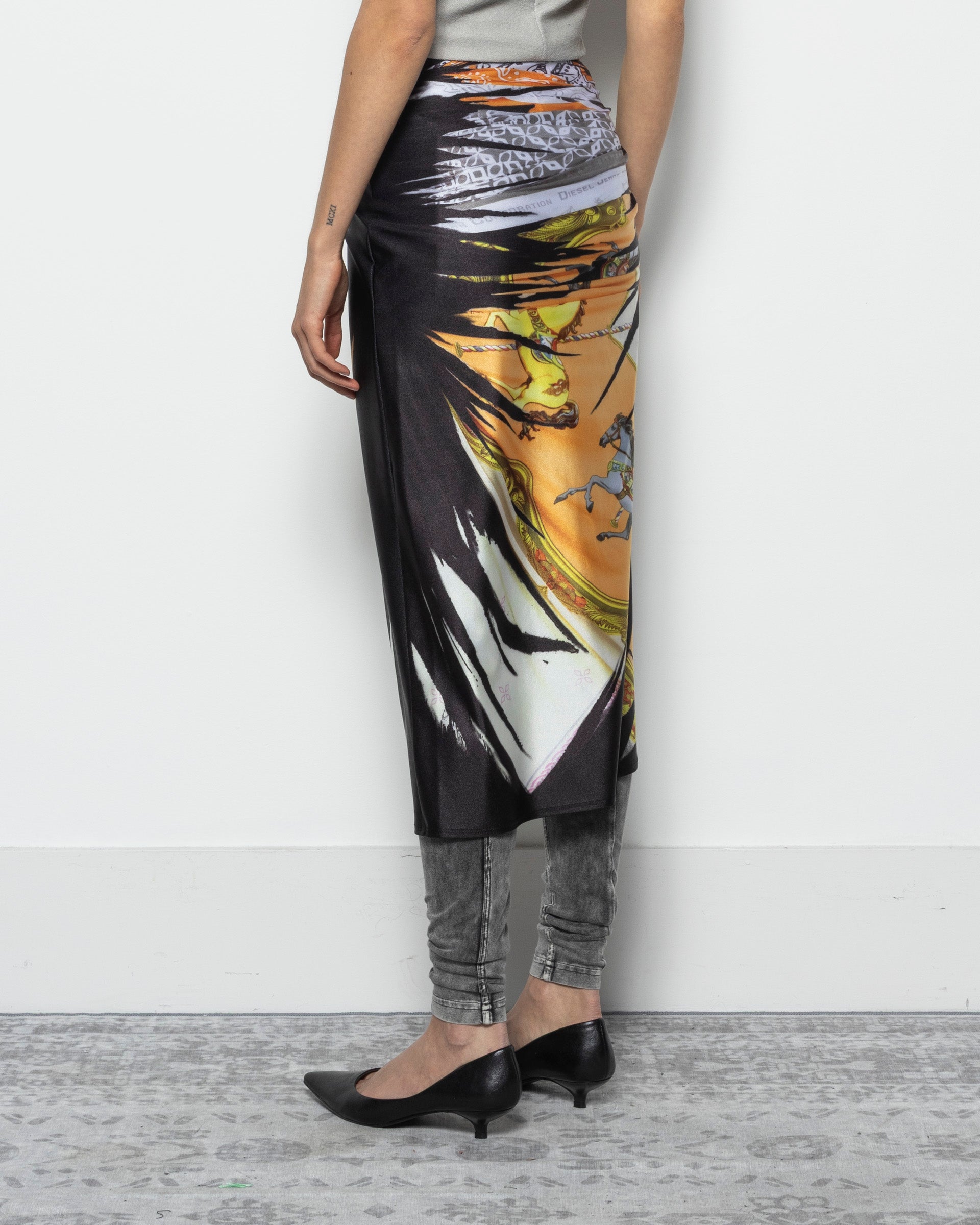 Diesel O-PARY Skirt in Black Scarf Print | RODEN GRAY