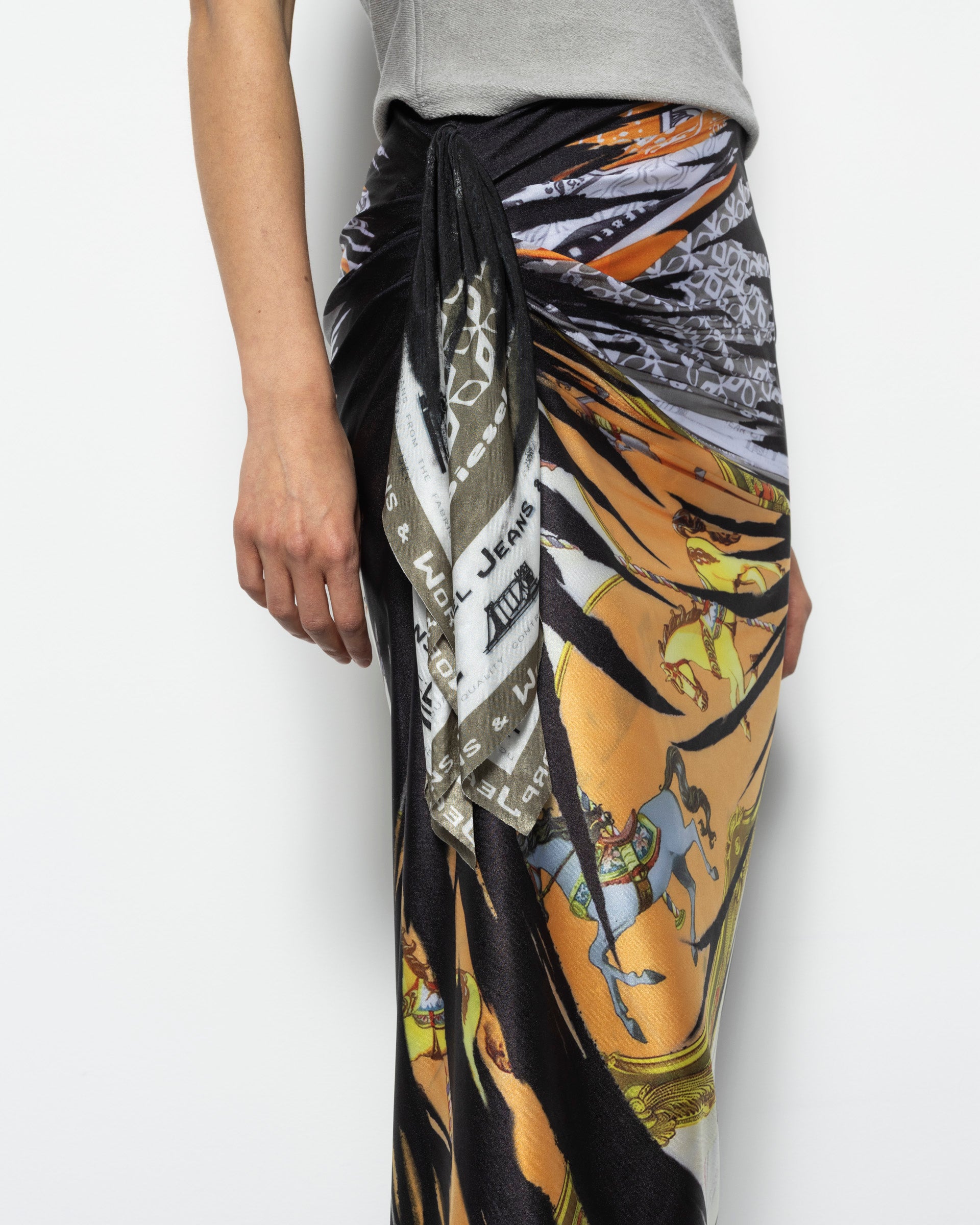 Diesel O-PARY Skirt in Black Scarf Print | RODEN GRAY