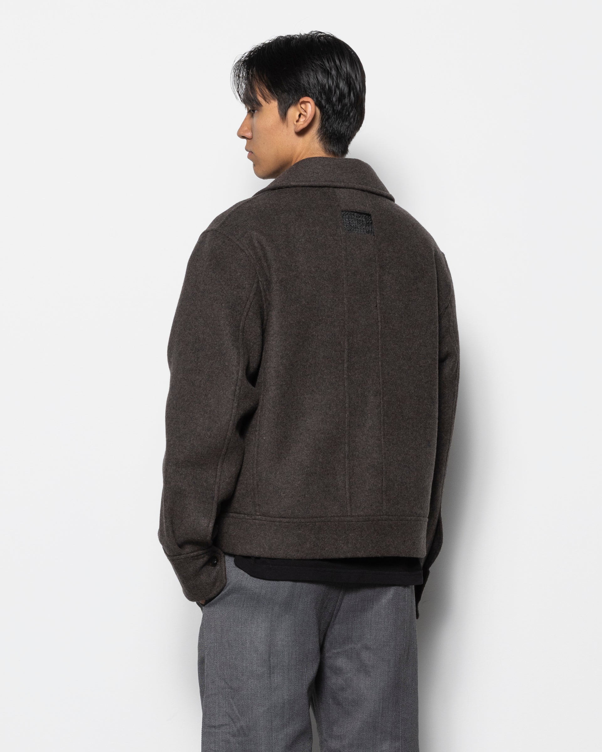 Deconstructed Slit & Peel Pocket Jacket in Brown