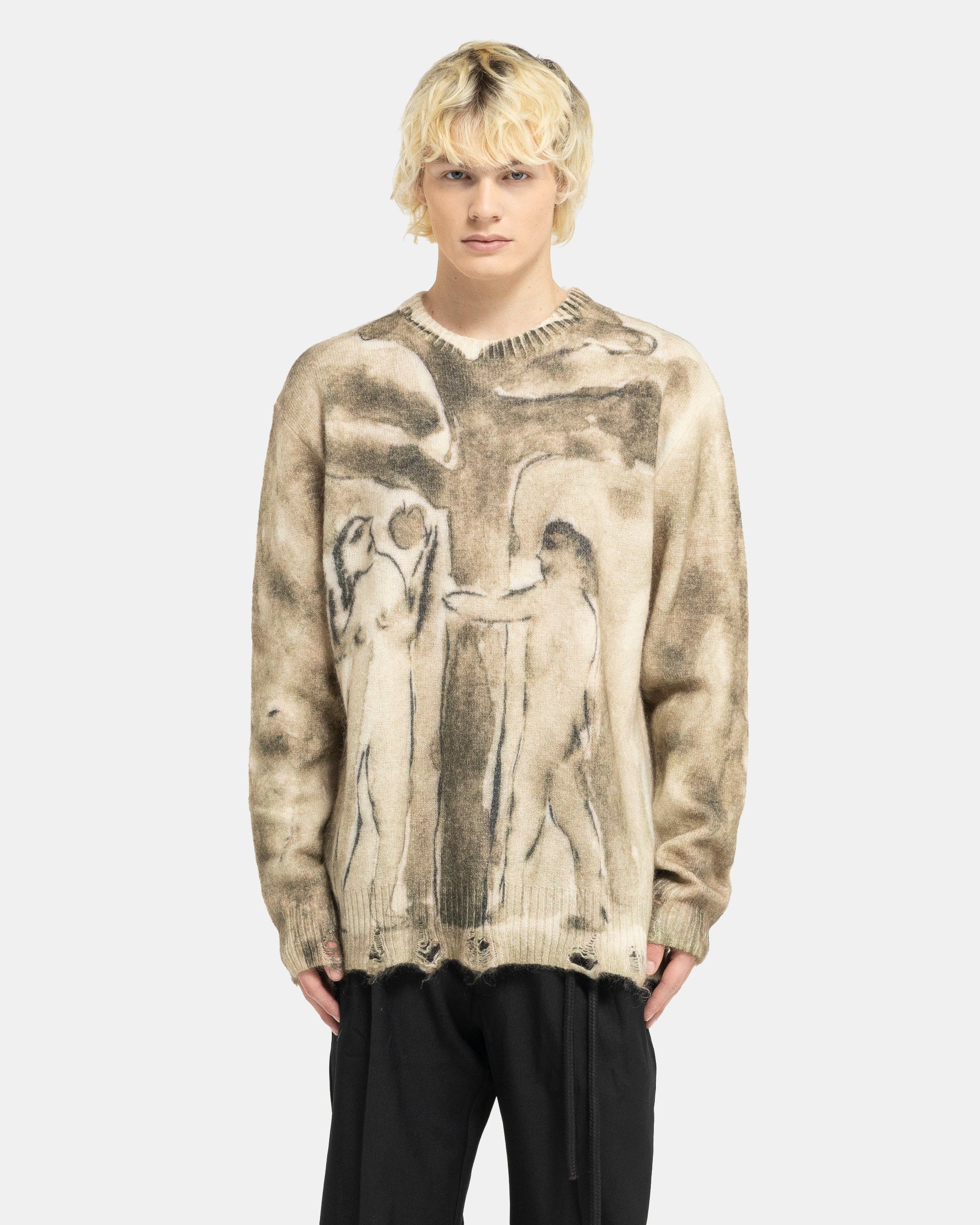 Digital Print Oversized Sweater in Sepia