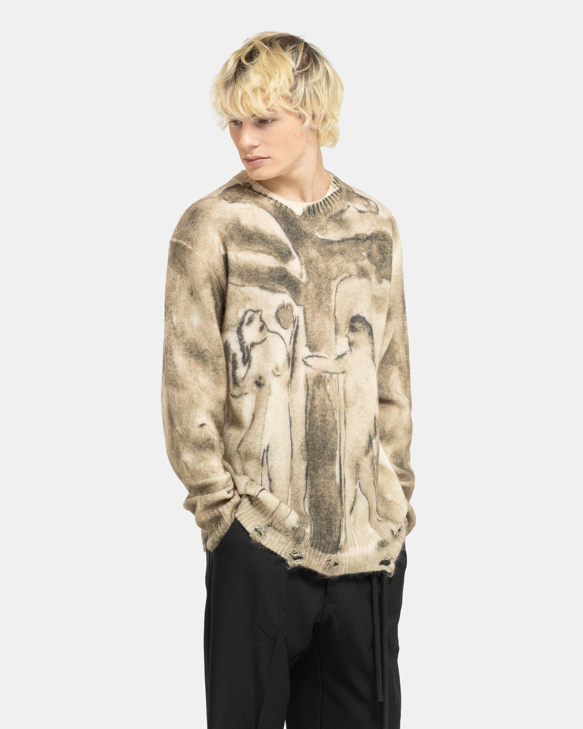 Digital Print Oversized Sweater in Sepia