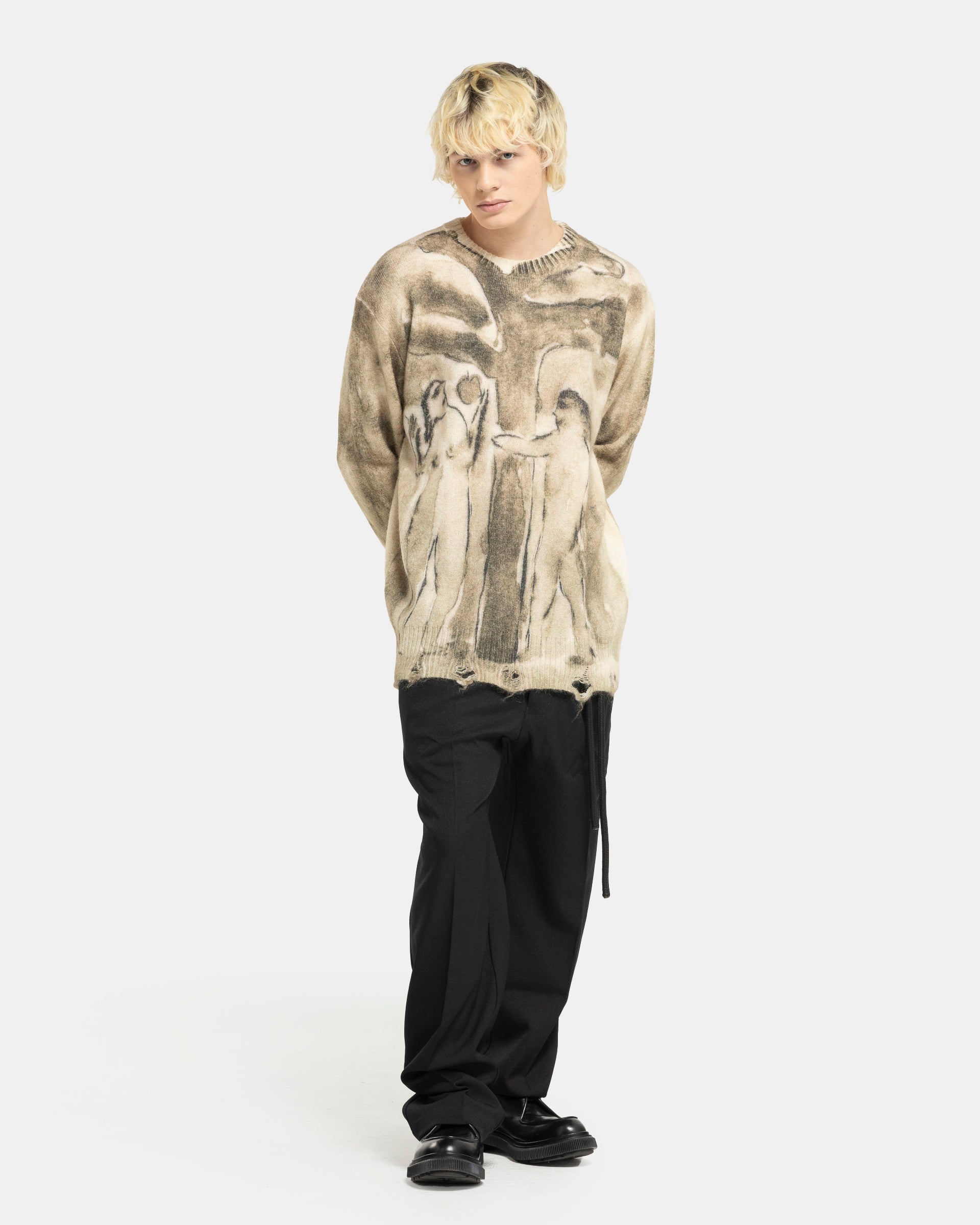 Digital Print Oversized Sweater in Sepia