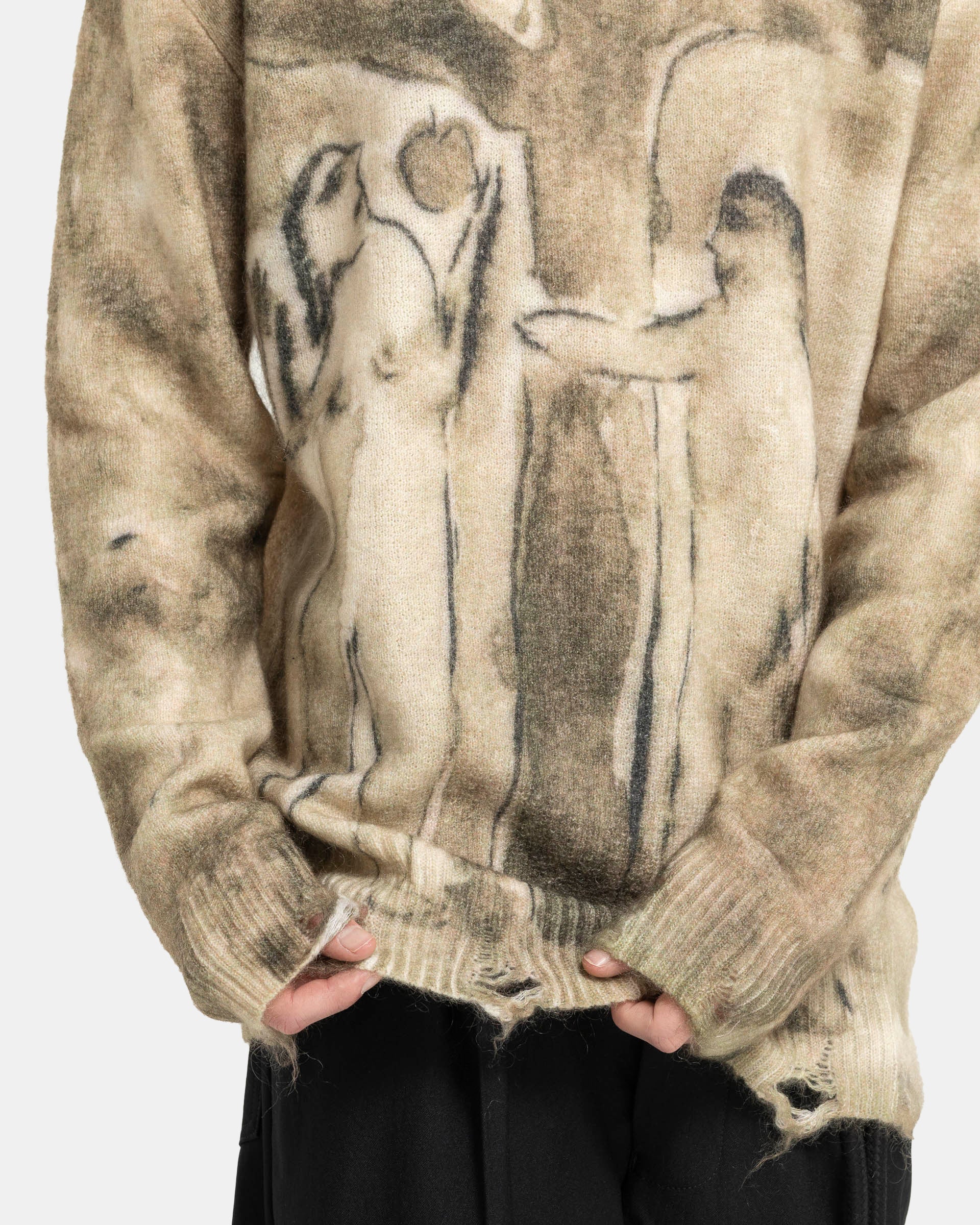 Digital Print Oversized Sweater in Sepia