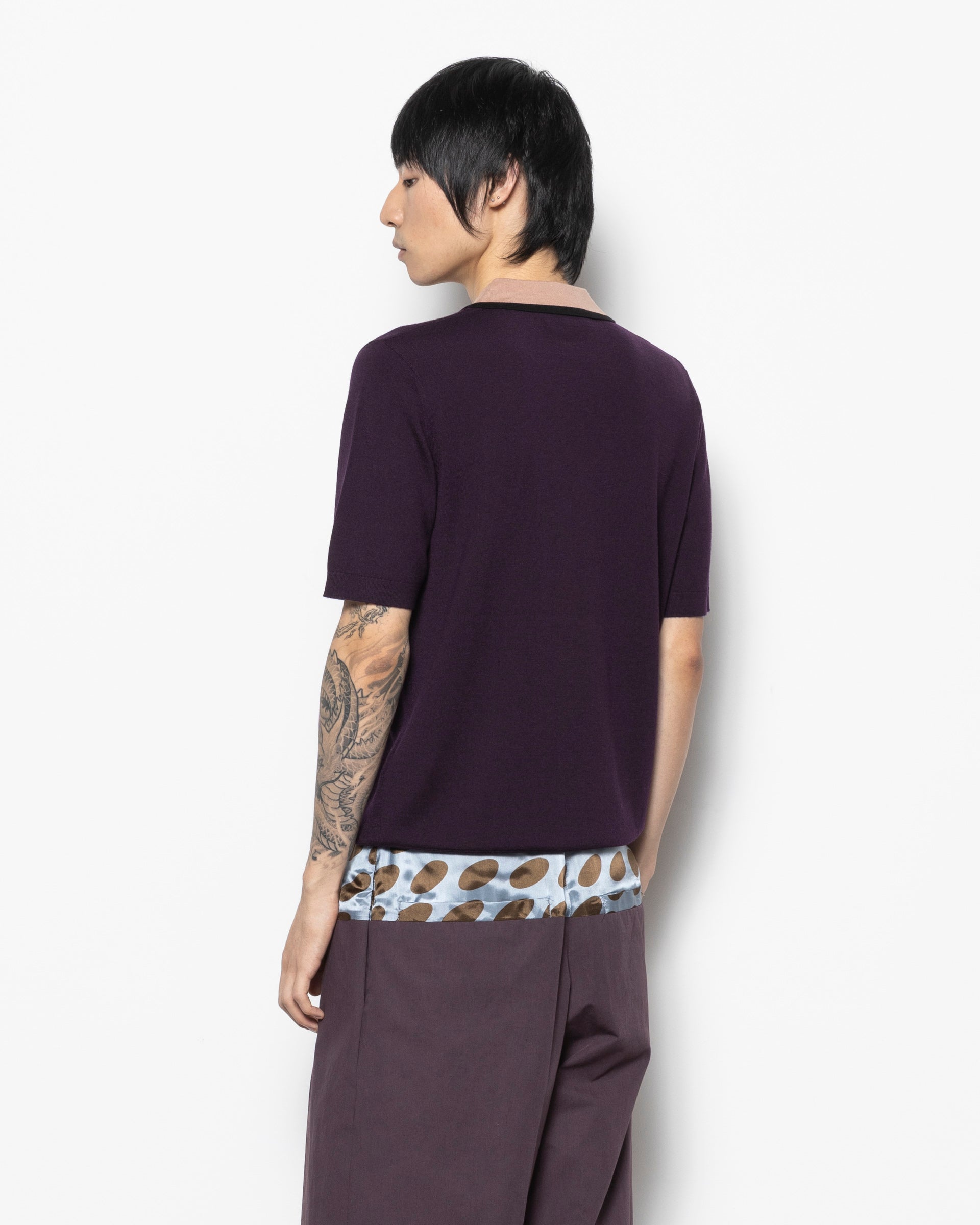 Dries Van Noten Molor Polo Shirt in Dark Purple | RODEN GRAY