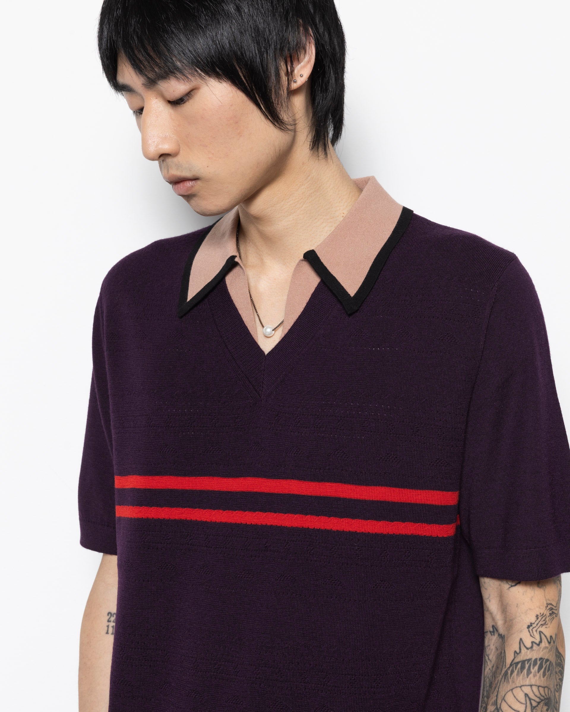 Dries Van Noten Molor Polo Shirt in Dark Purple | RODEN GRAY