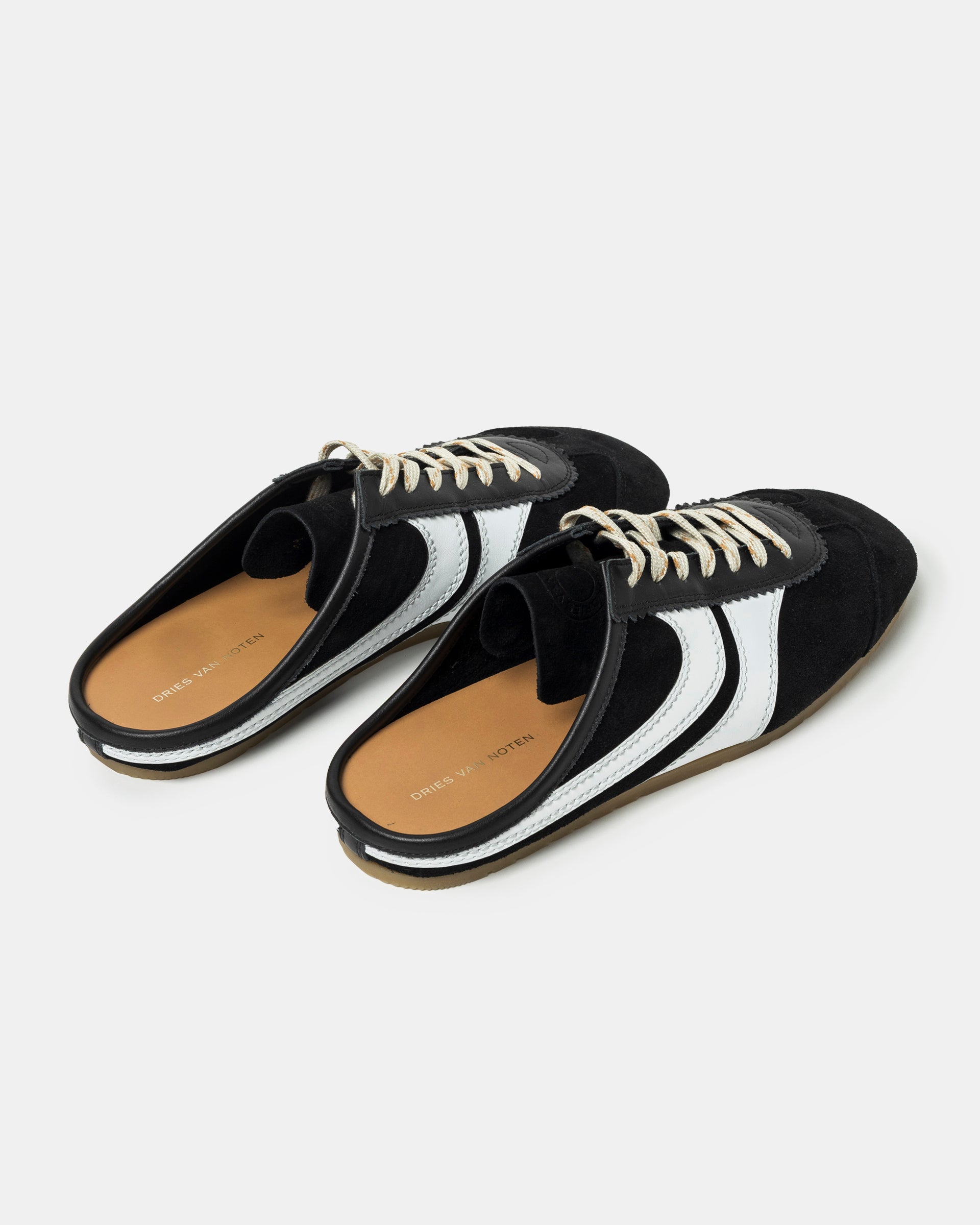 Suede Sneaker Mules in Black and White