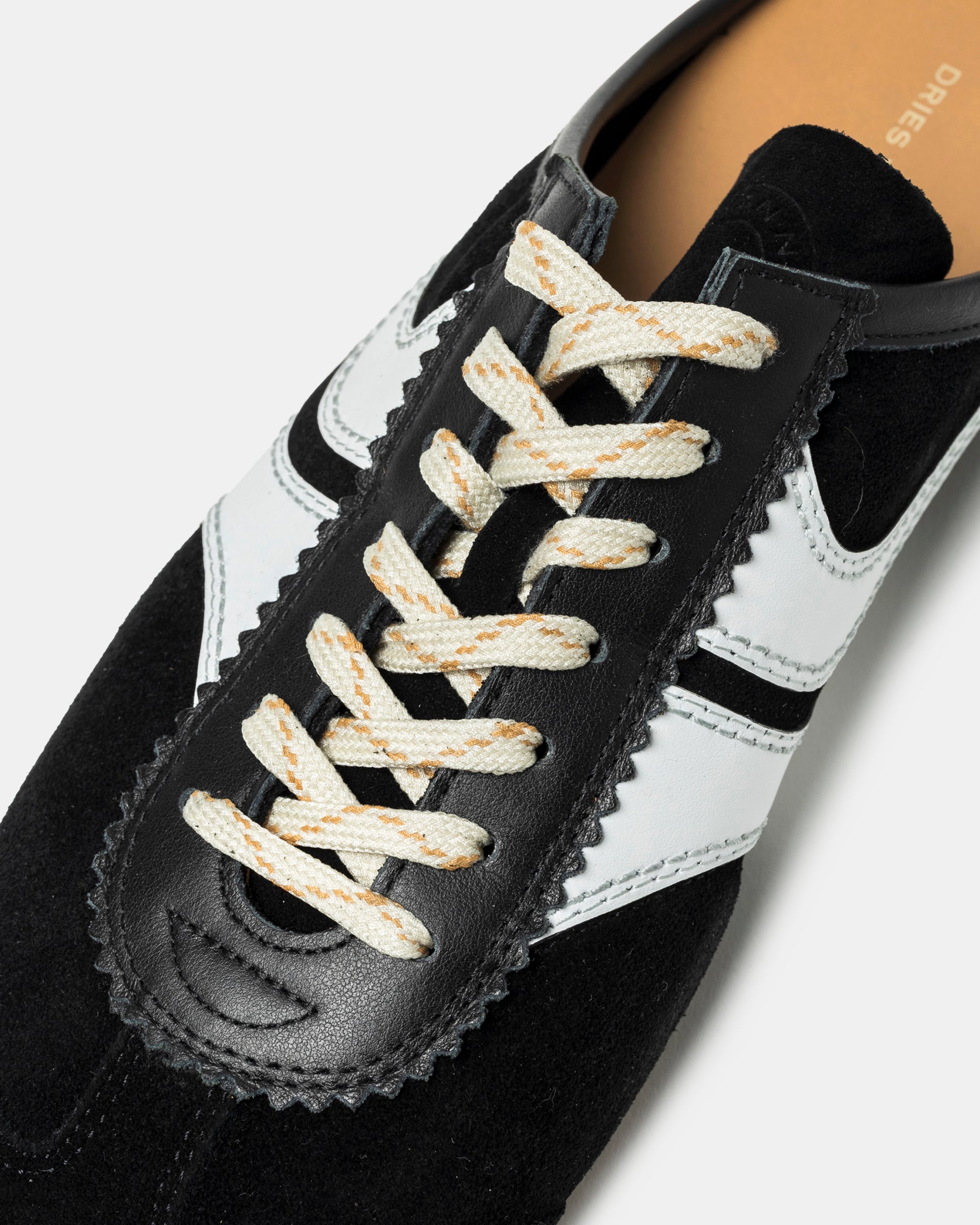 Suede Sneaker Mules in Black and White