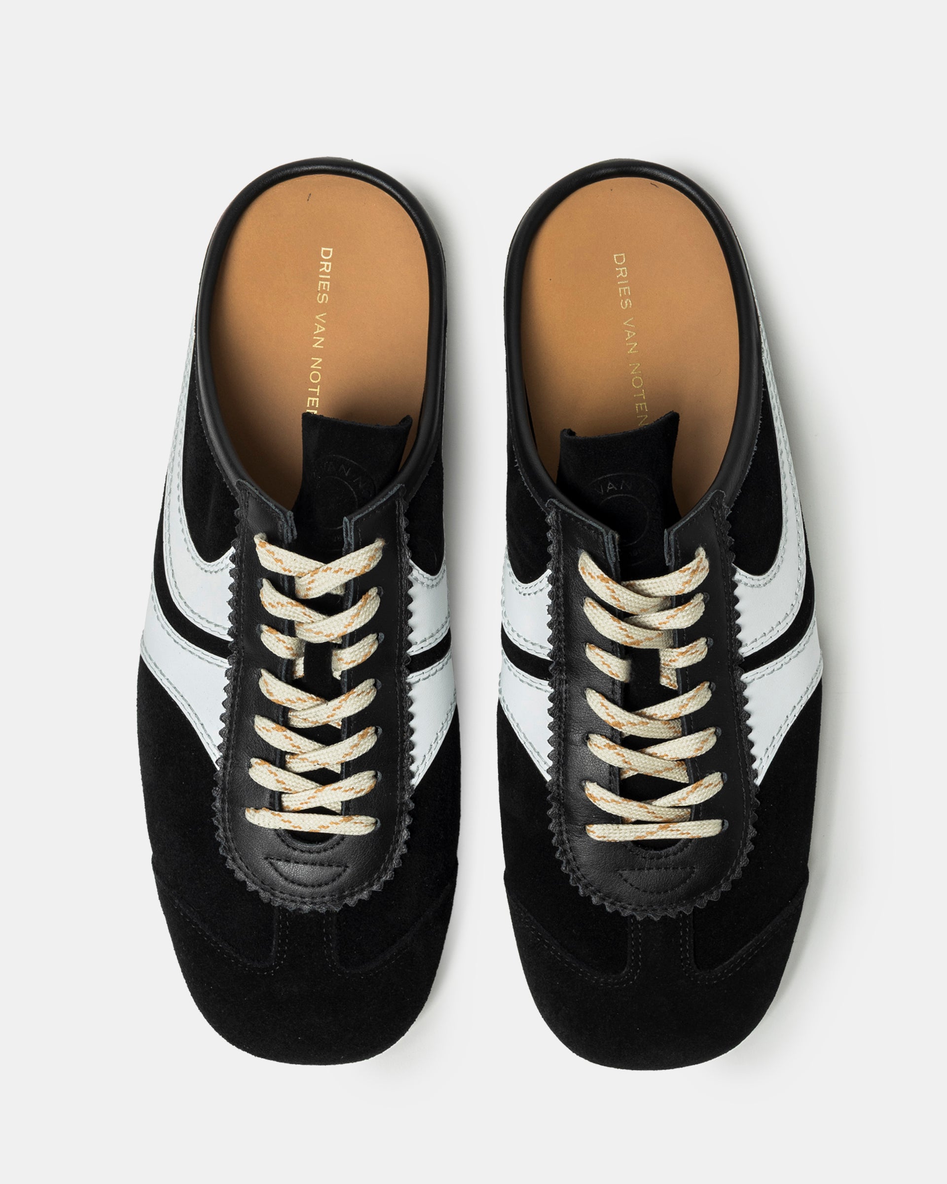 Suede Sneaker Mules in Black and White
