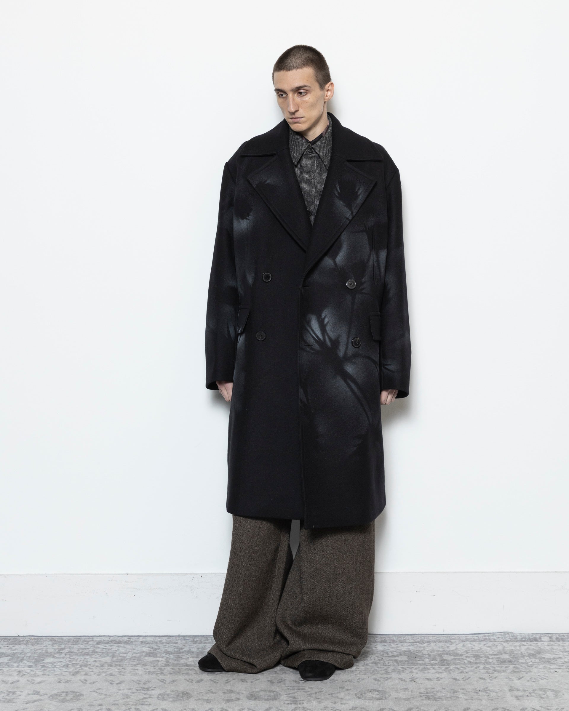 Wool Caban Coat in Black