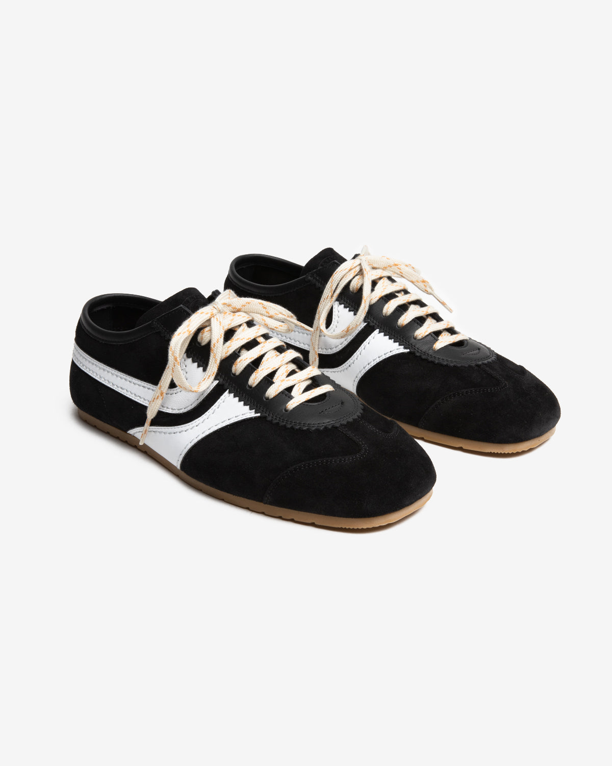 Calf Suede Sneakers in Black/White
