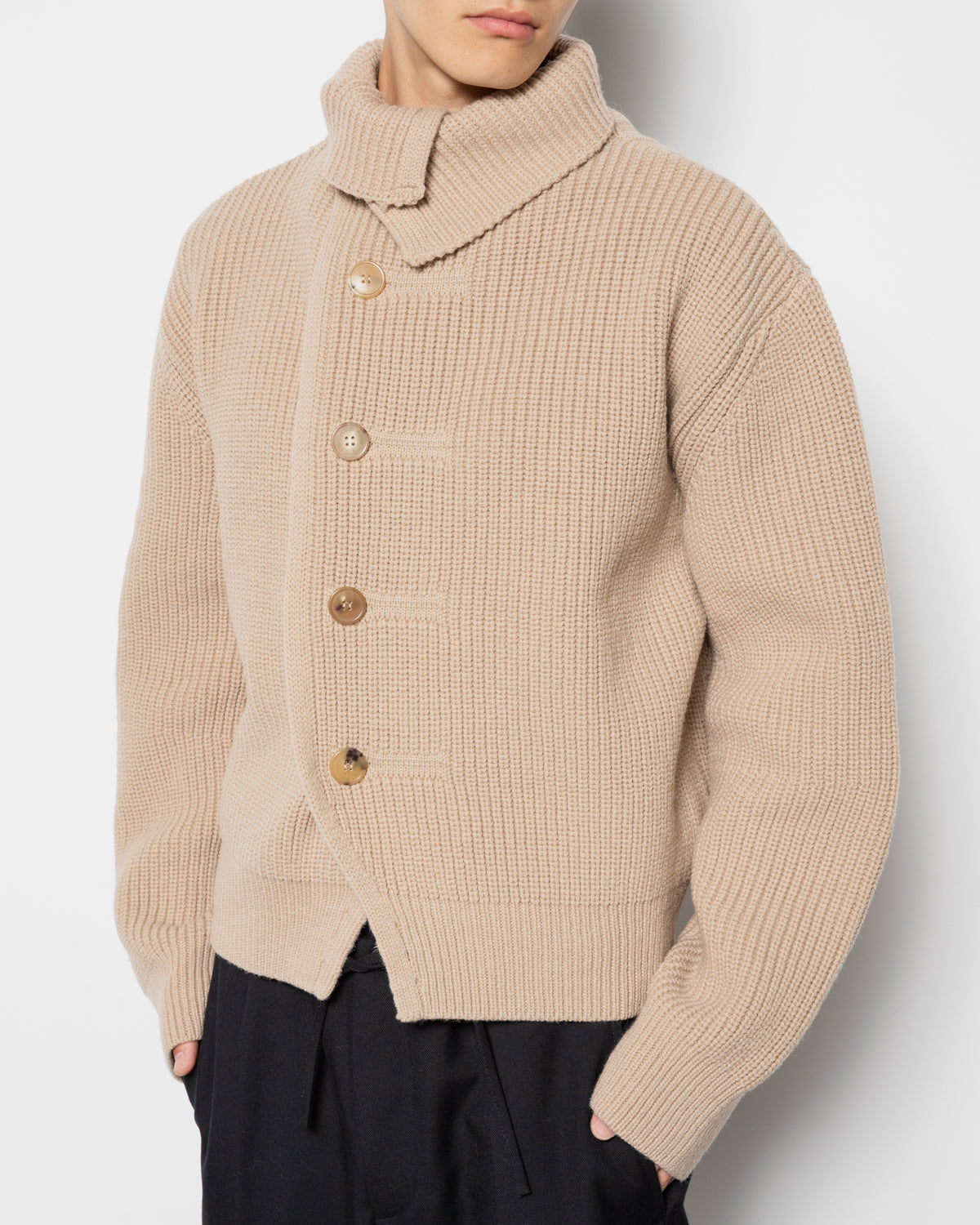 Marino High Cardigan in Champagne