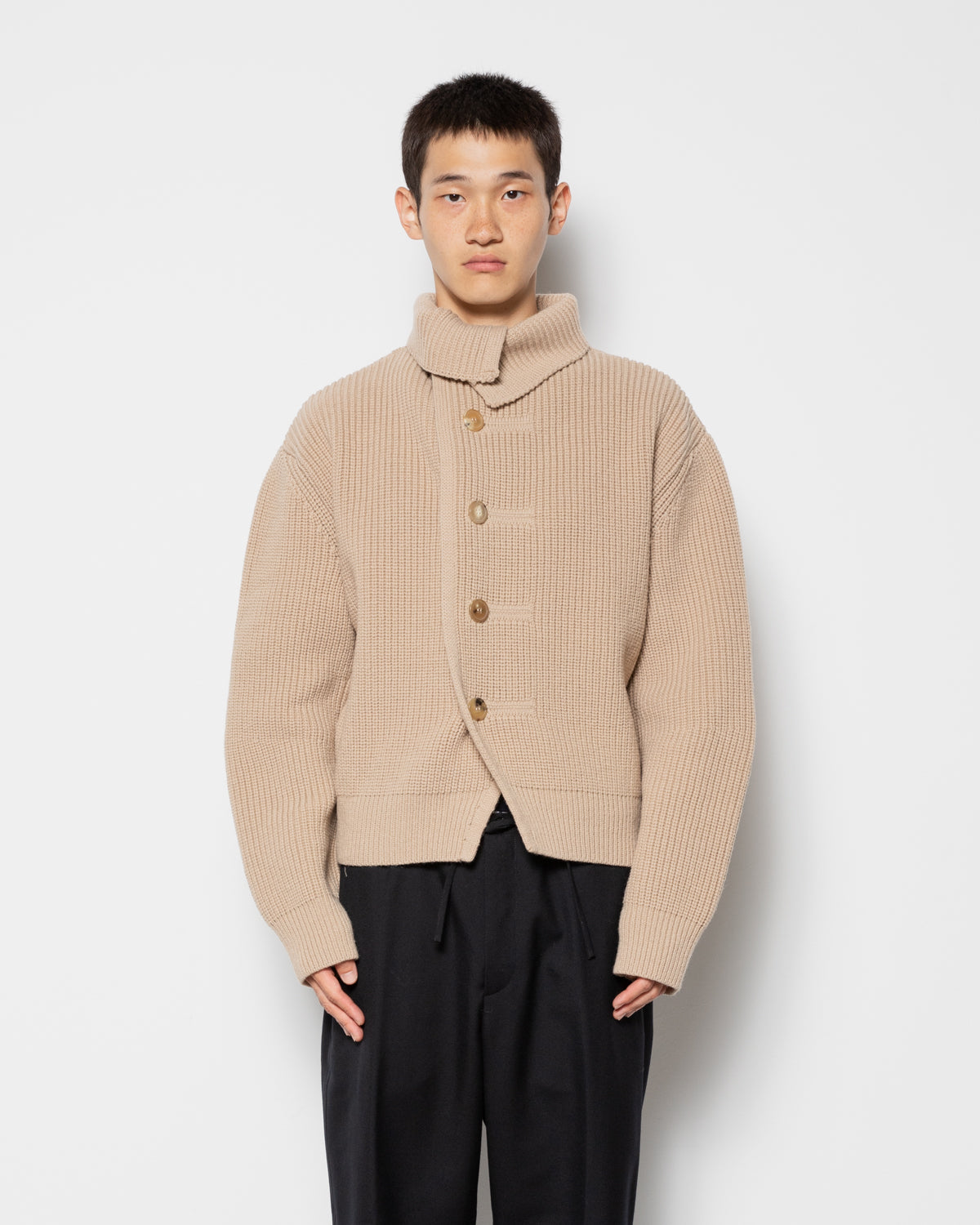 Marino High Cardigan in Champagne