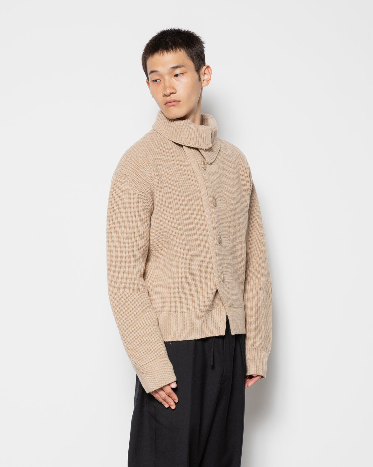 Marino High Cardigan in Champagne