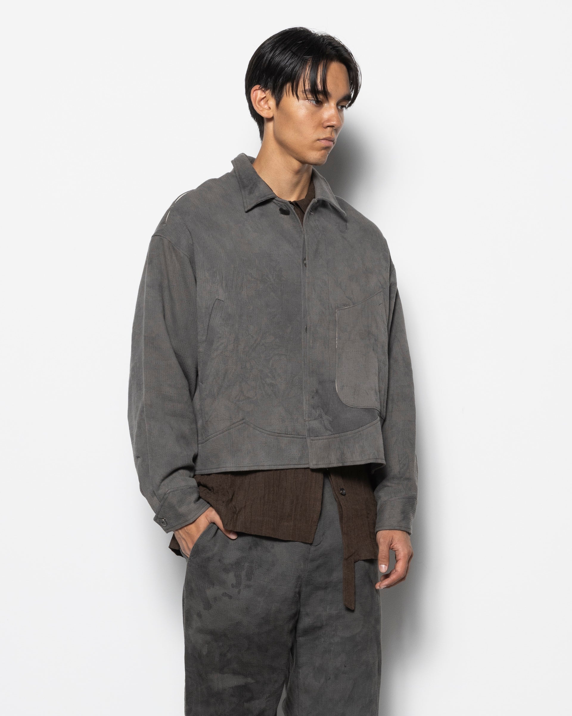 E Cropped JKT 2.0 in Natural Dyed Grey