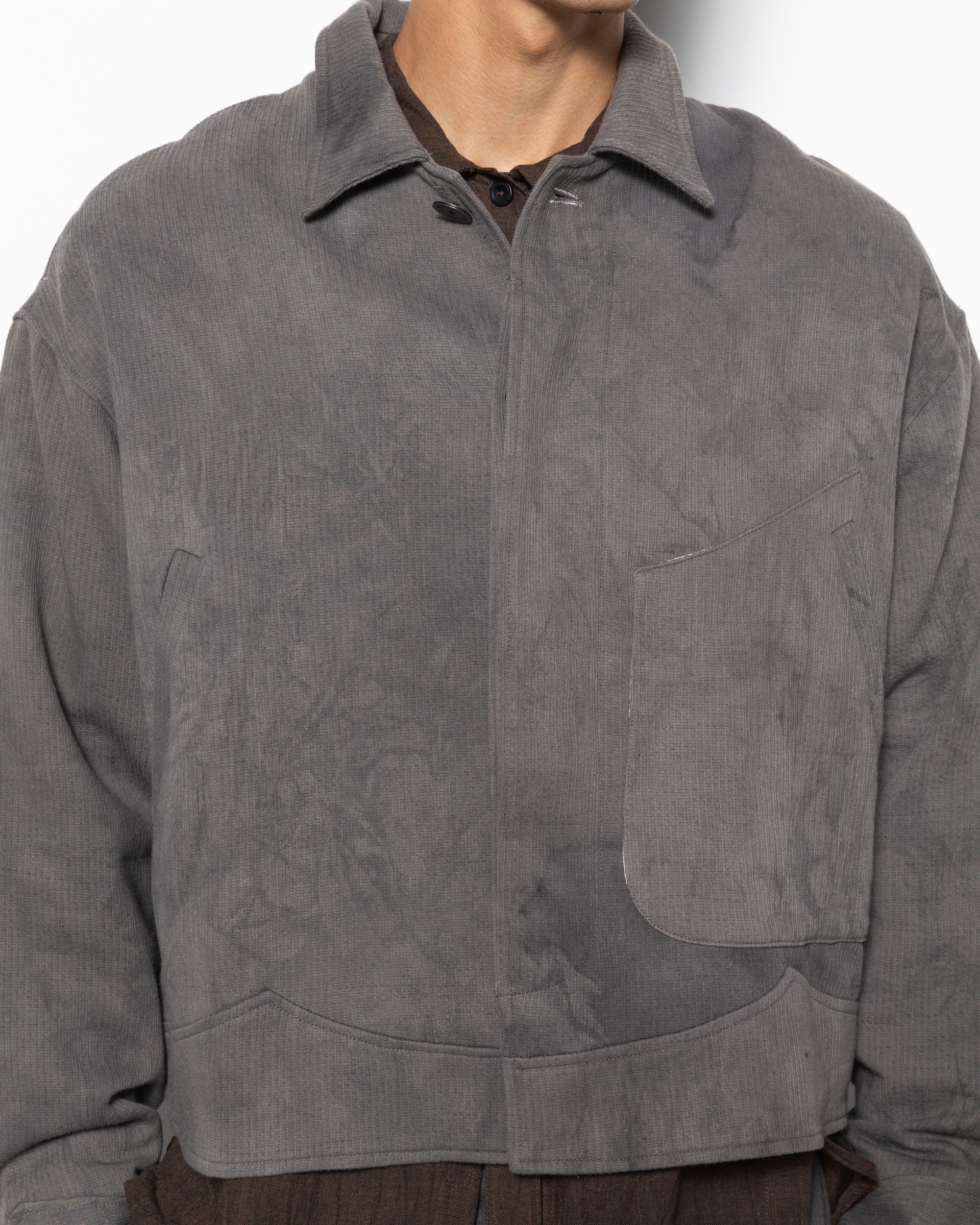 E Cropped JKT 2.0 in Natural Dyed Grey