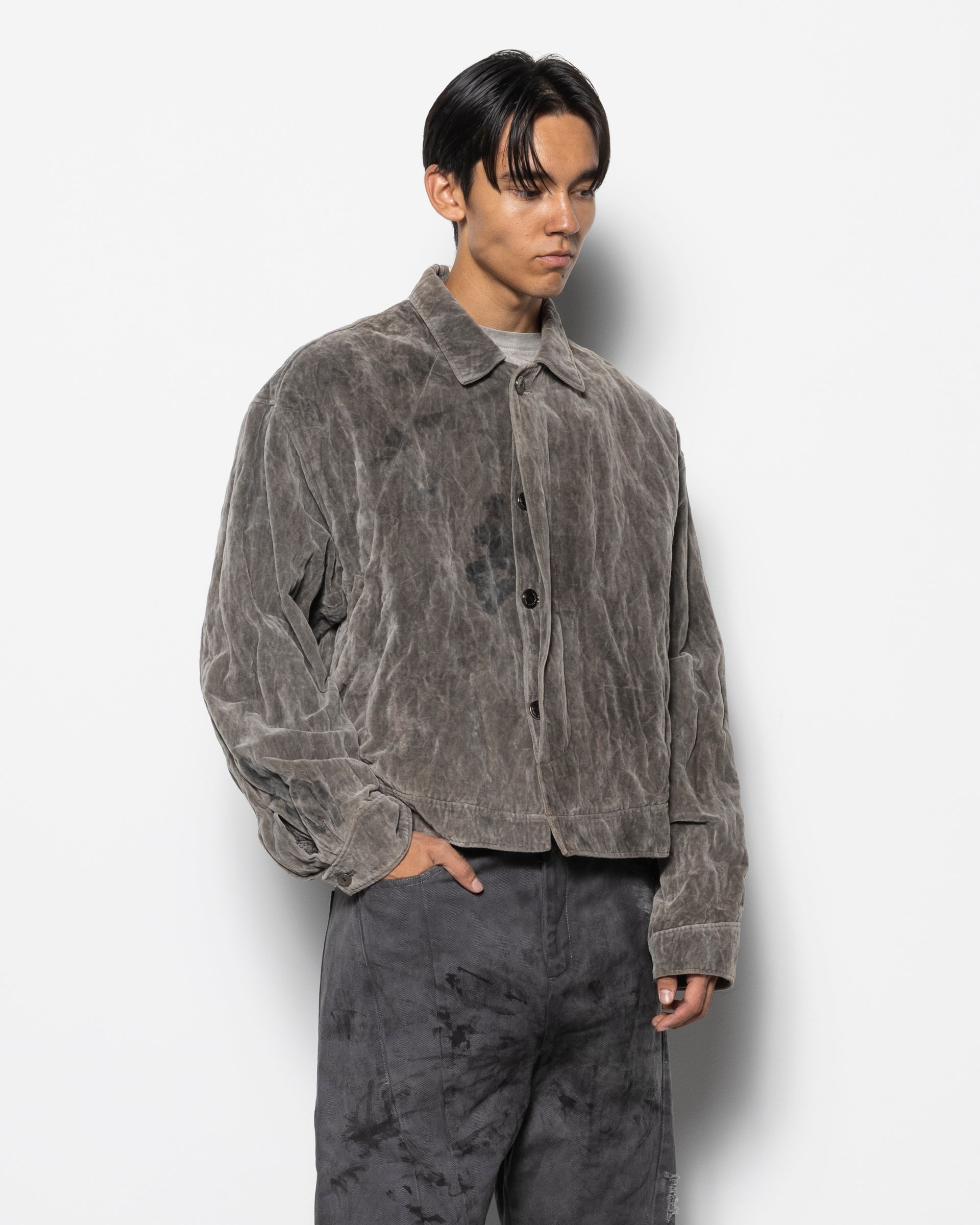 E Cropped JKT in Natural Dyed Grey
