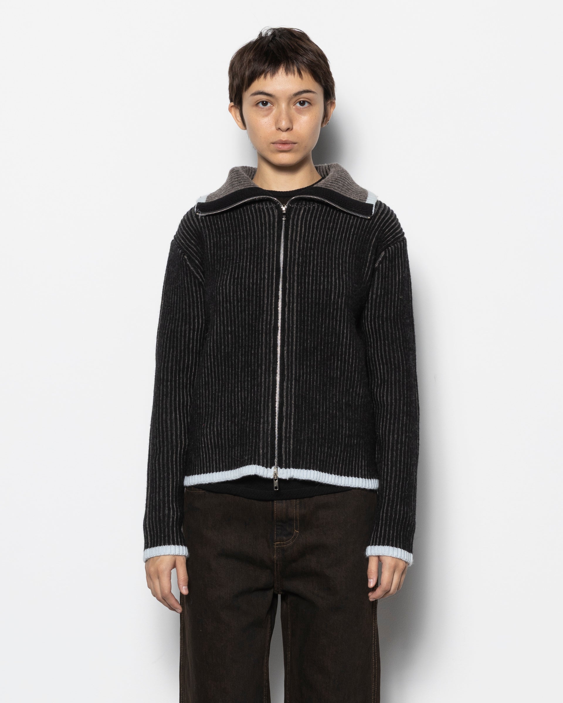 Huddle Zip Sweater in Blackbird