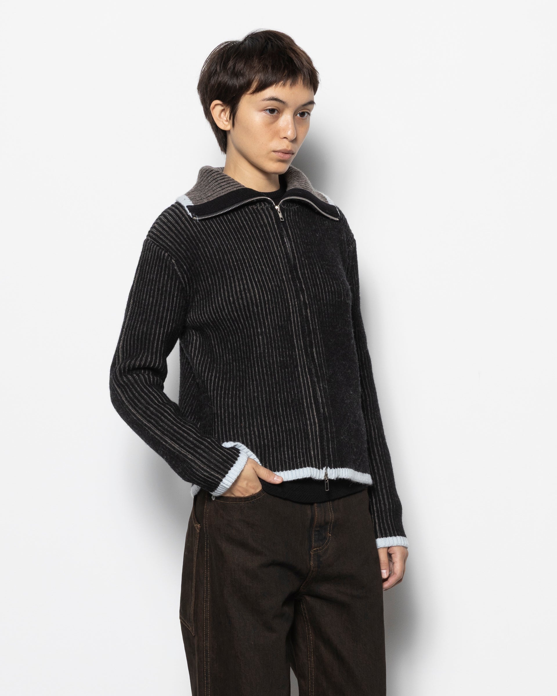 Huddle Zip Sweater in Blackbird