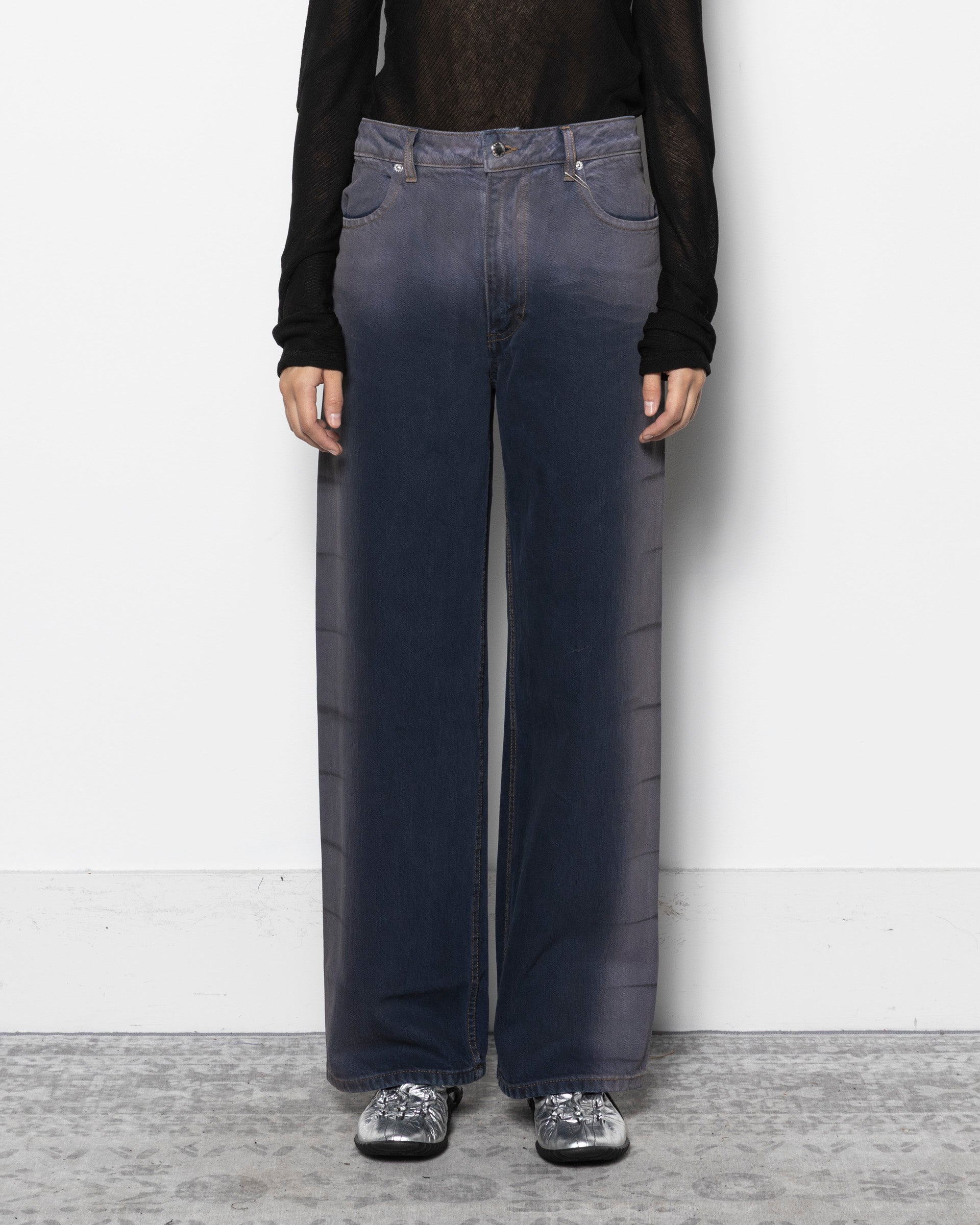 ECKHAUS LATTA Wide Leg Jeans in Wrinkle | Roden Gray