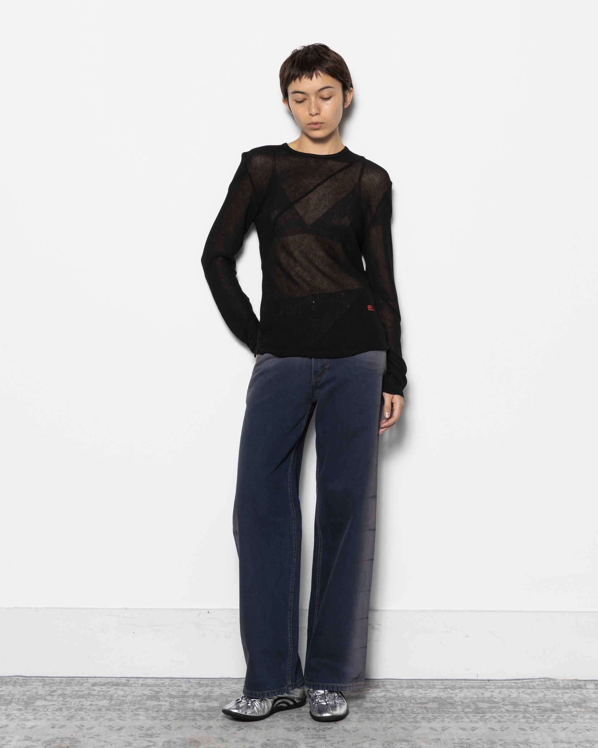 ECKHAUS LATTA Wide Leg Jeans in Wrinkle | Roden Gray