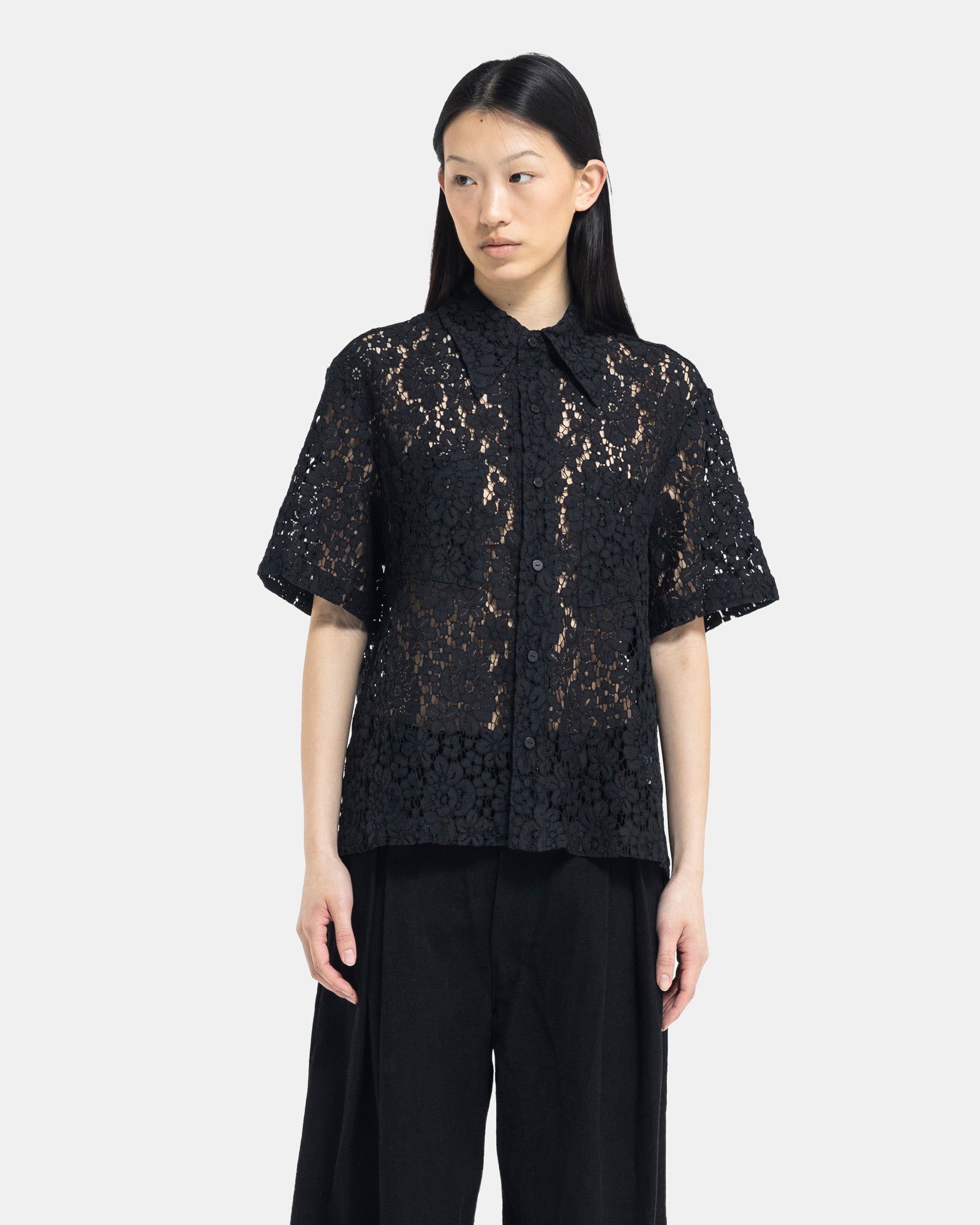 Flora Button Down in Onyx