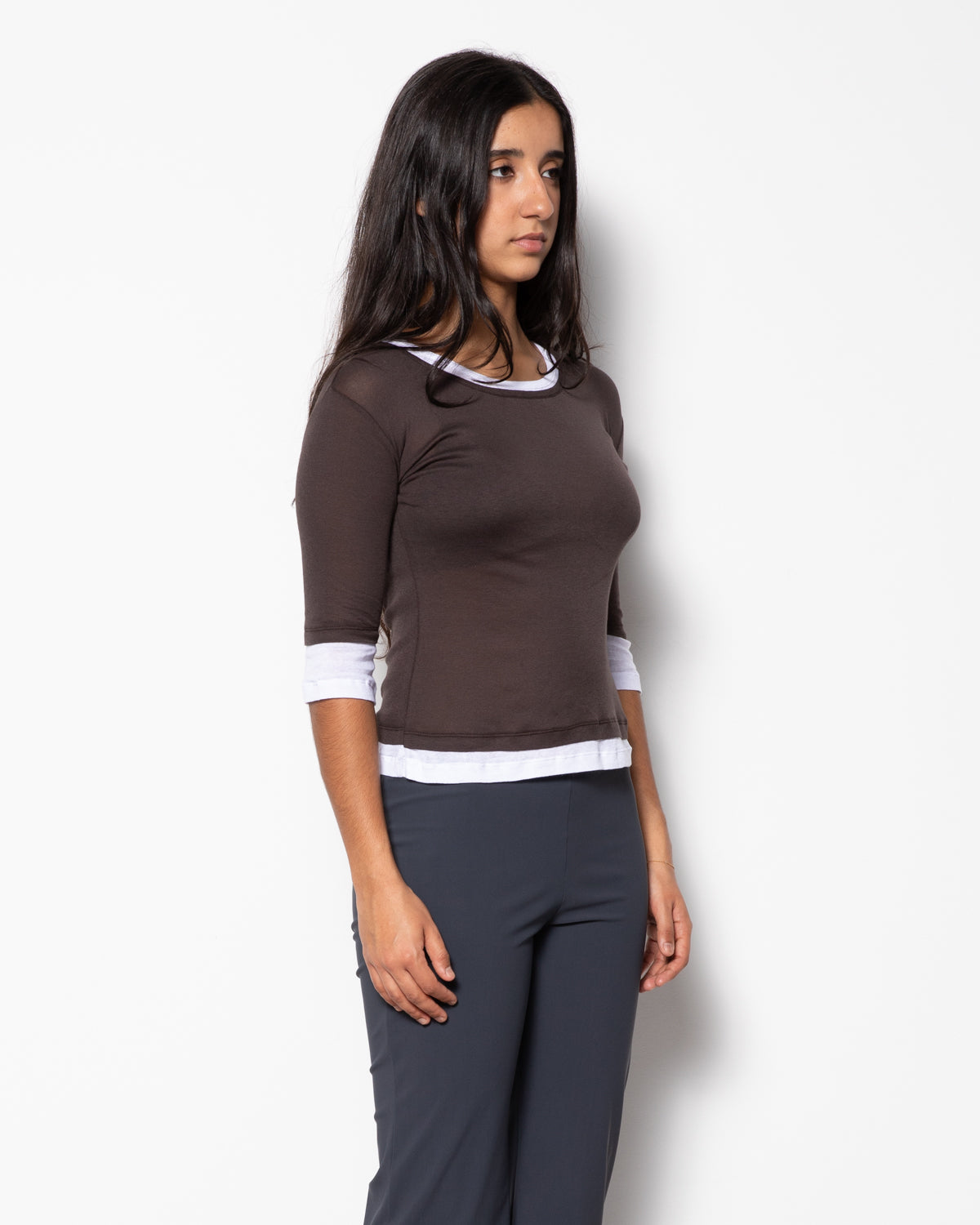 Gemma Top in Brown and White