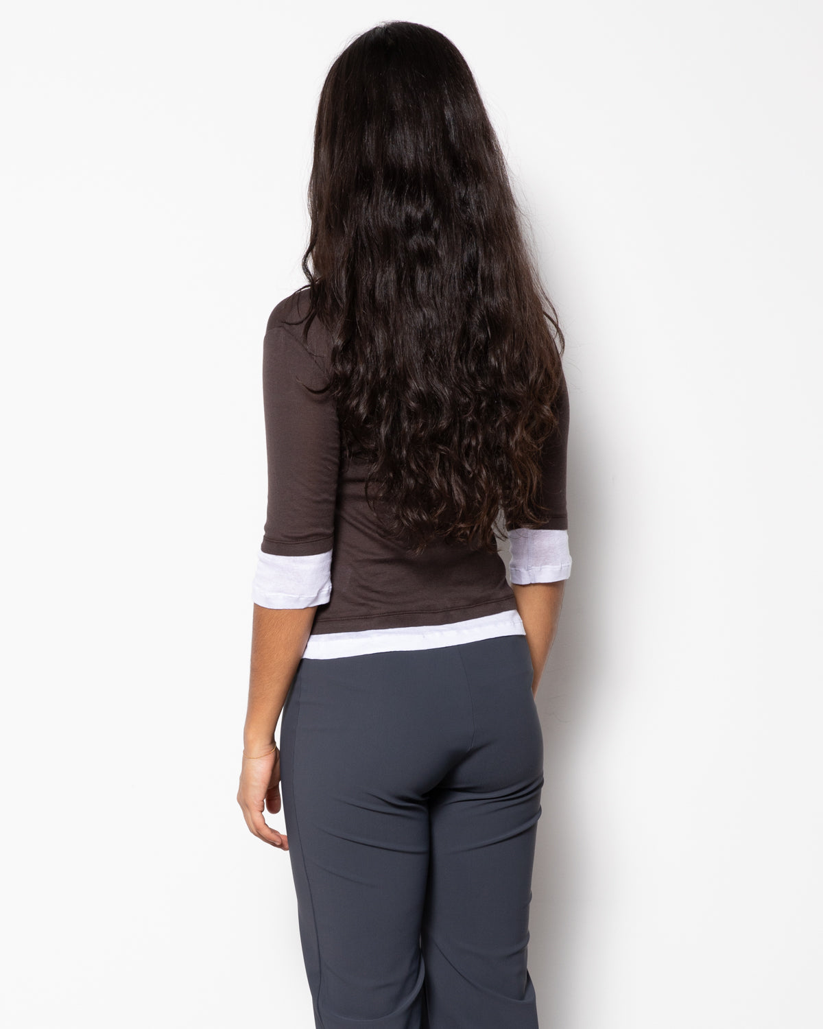 Gemma Top in Brown and White