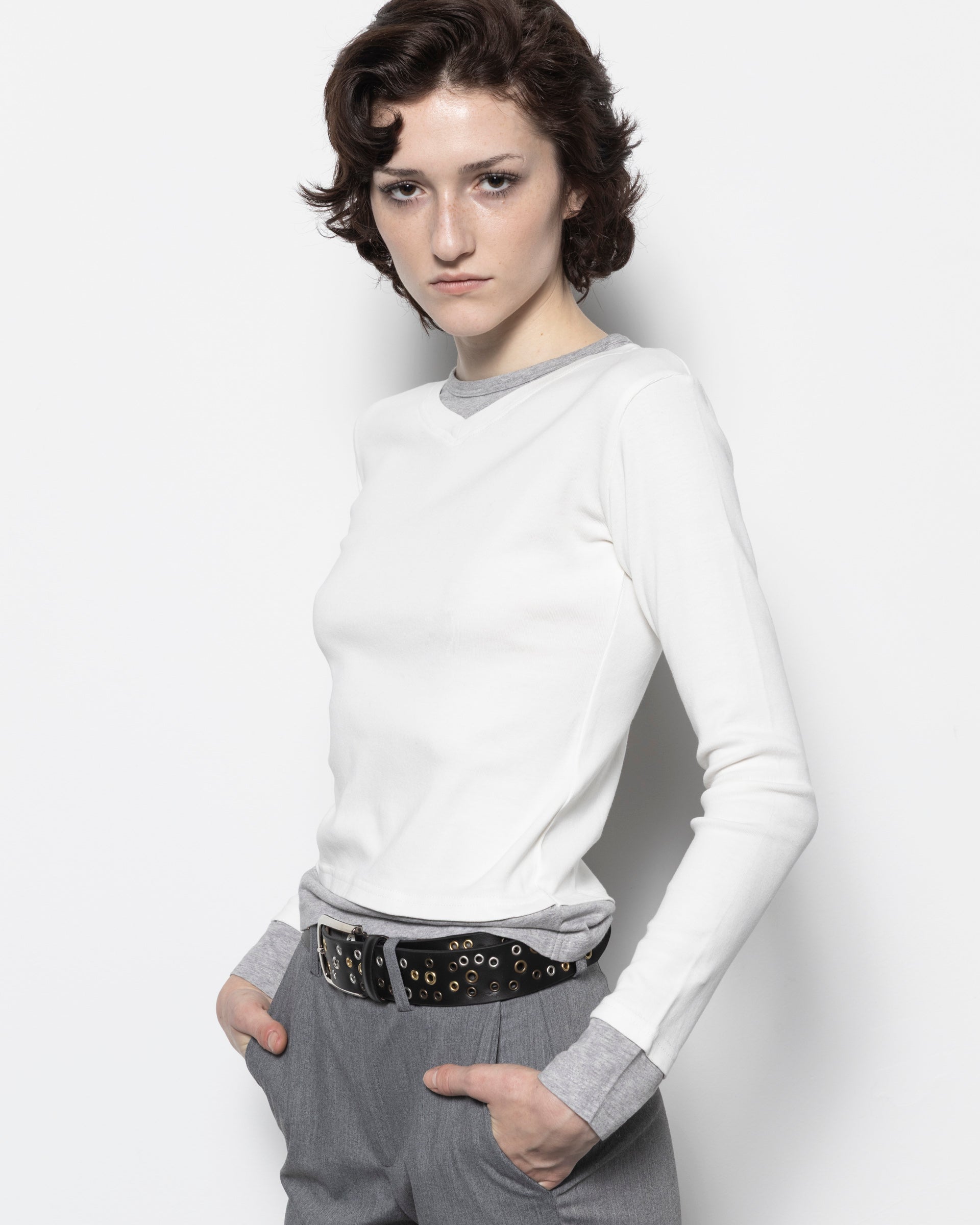 Sam T-Shirt in White and Grey