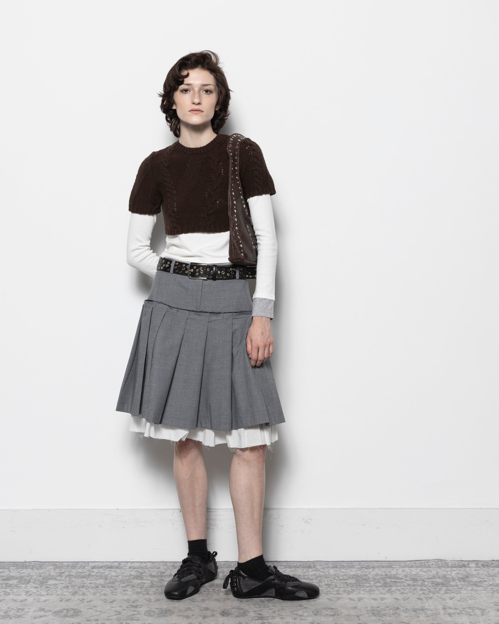 Tailored Midi Skirt in Grey