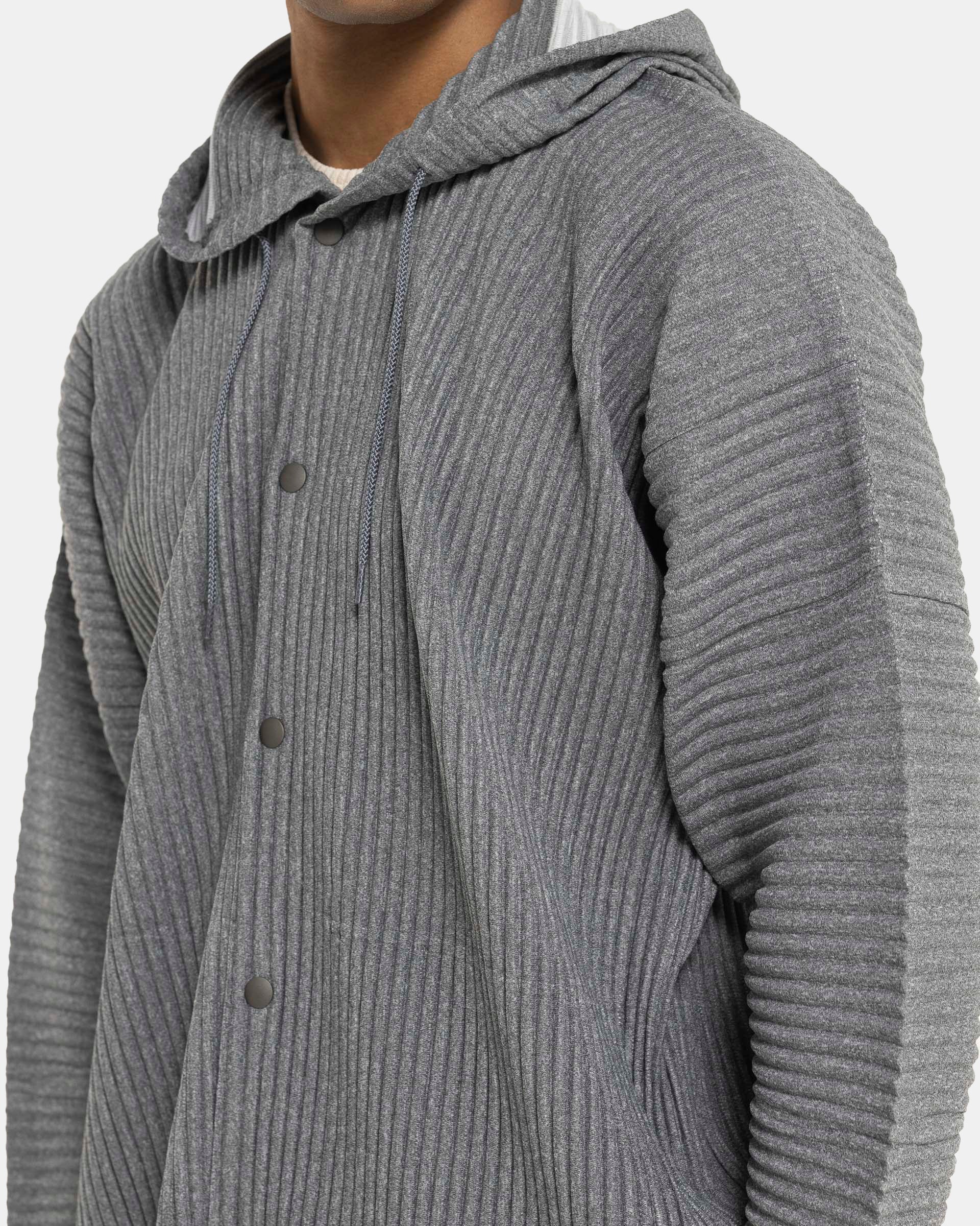 Heather Pleats Hoodie in Grey