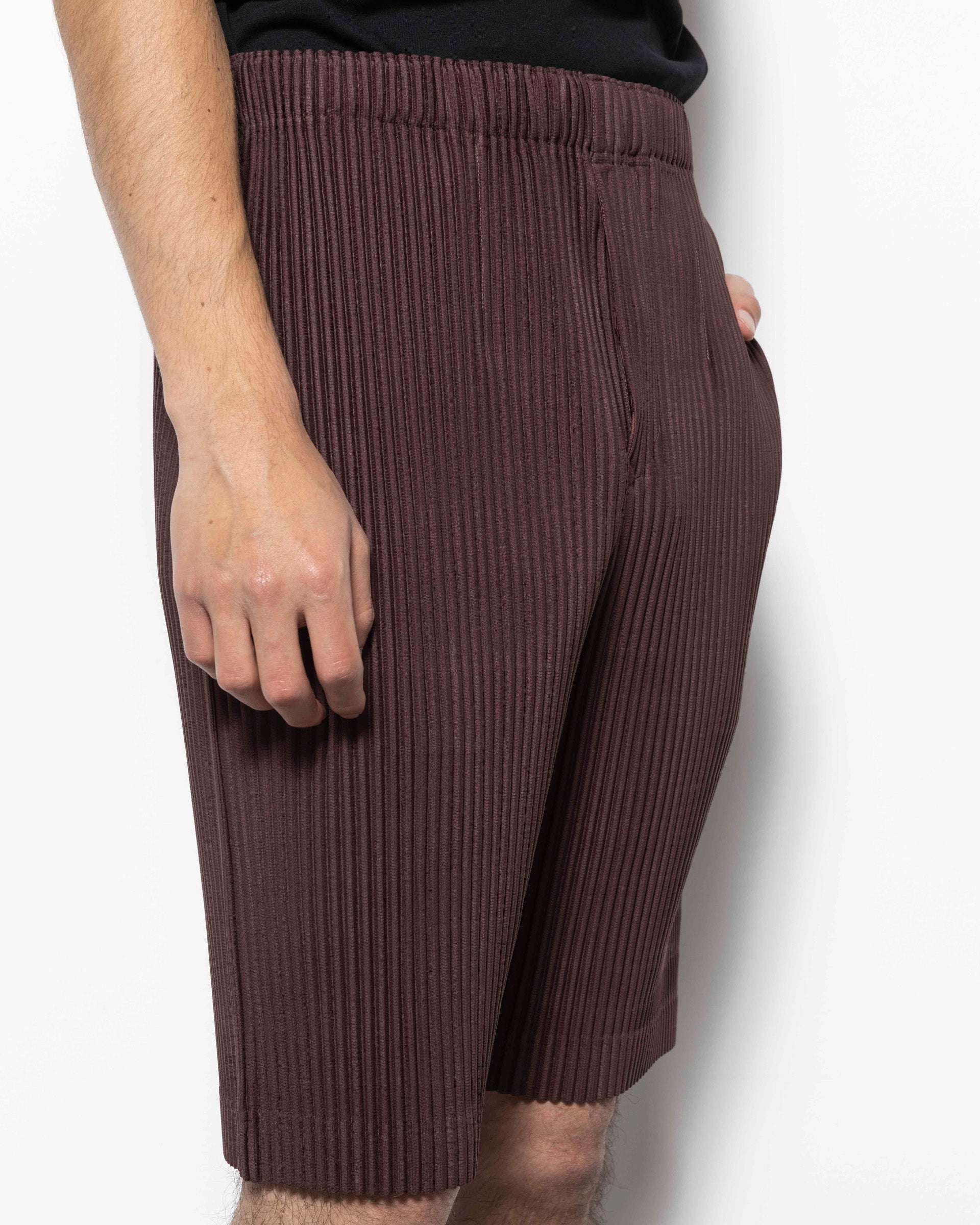 Color Pleats Shorts in Edge Brown
