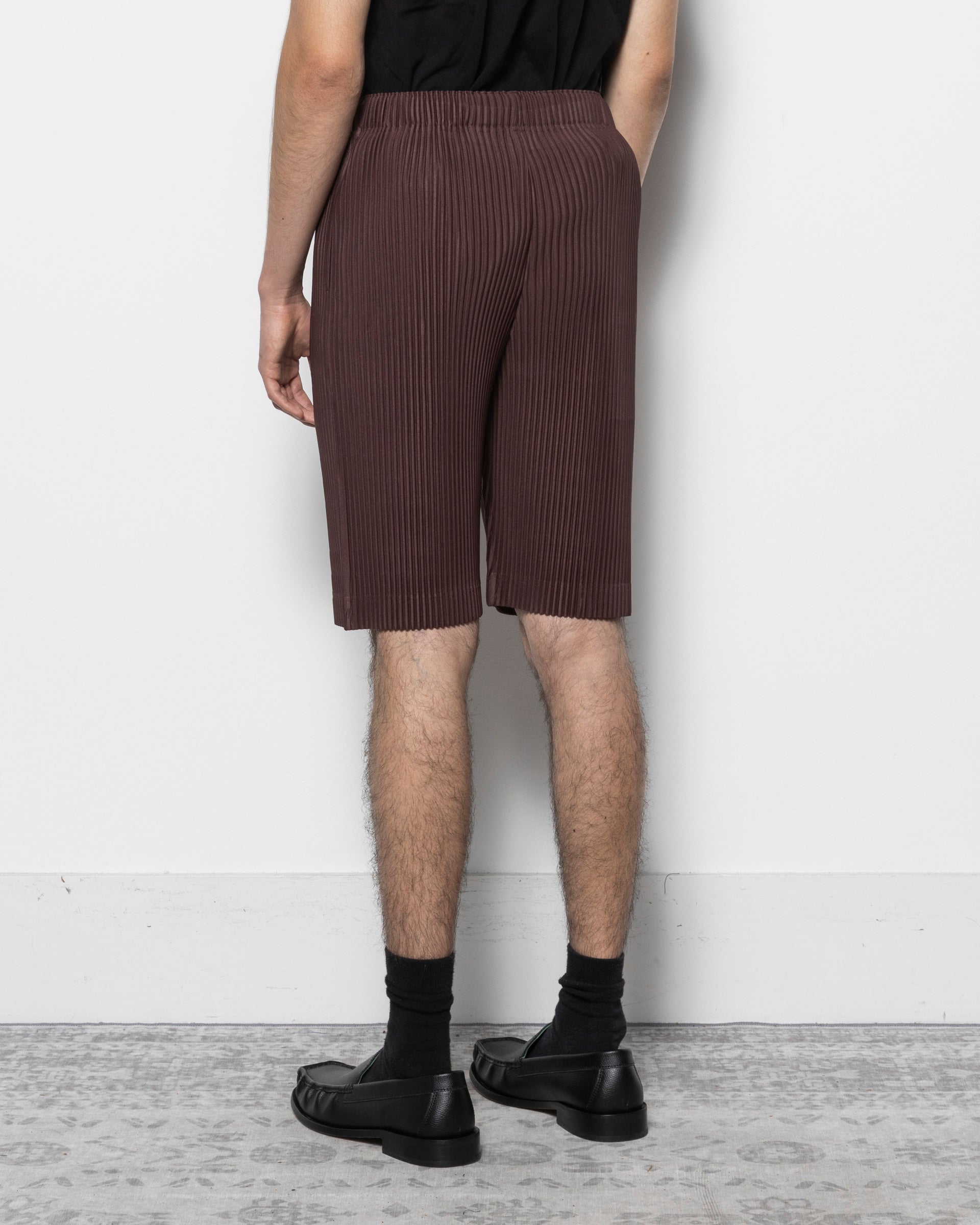 Color Pleats Shorts in Edge Brown