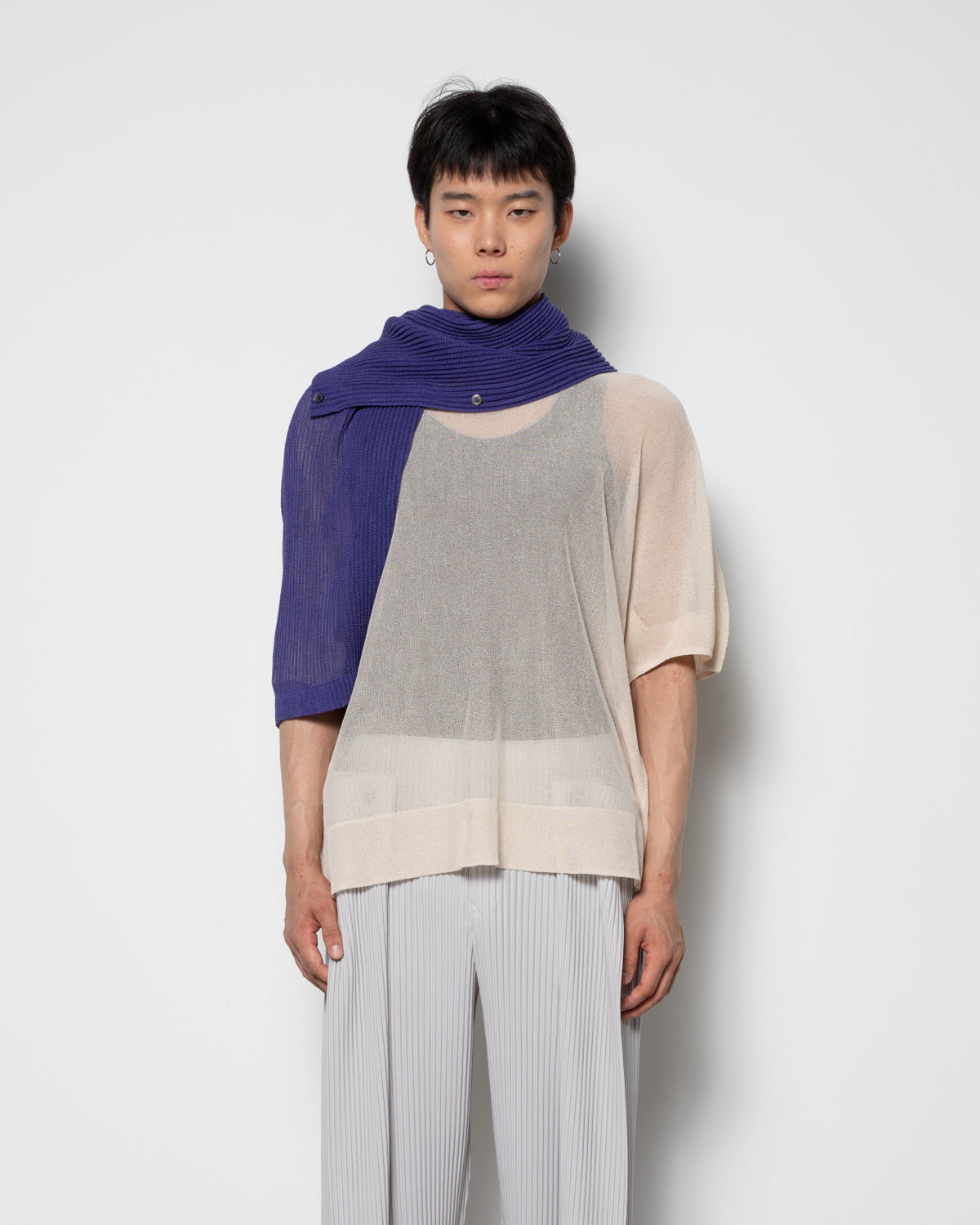 Rustic Mesh Stole Scarf in Blue